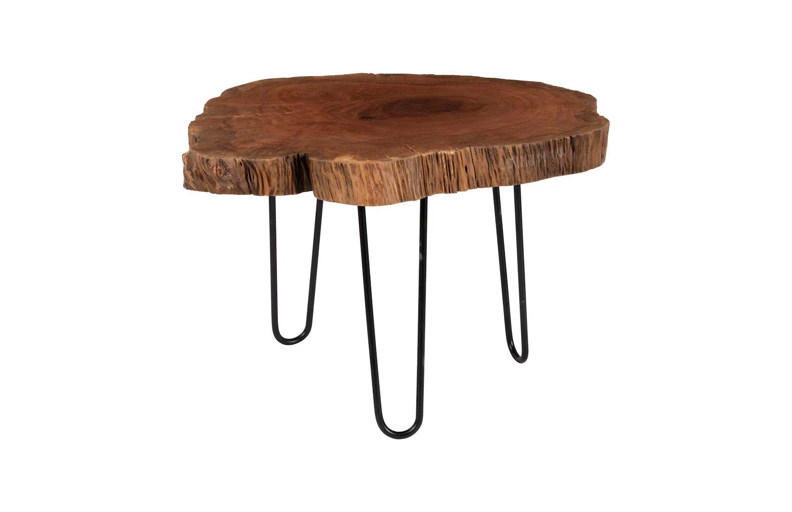 Burled Coffee Table, Black Metal Legs, Small - Remutear