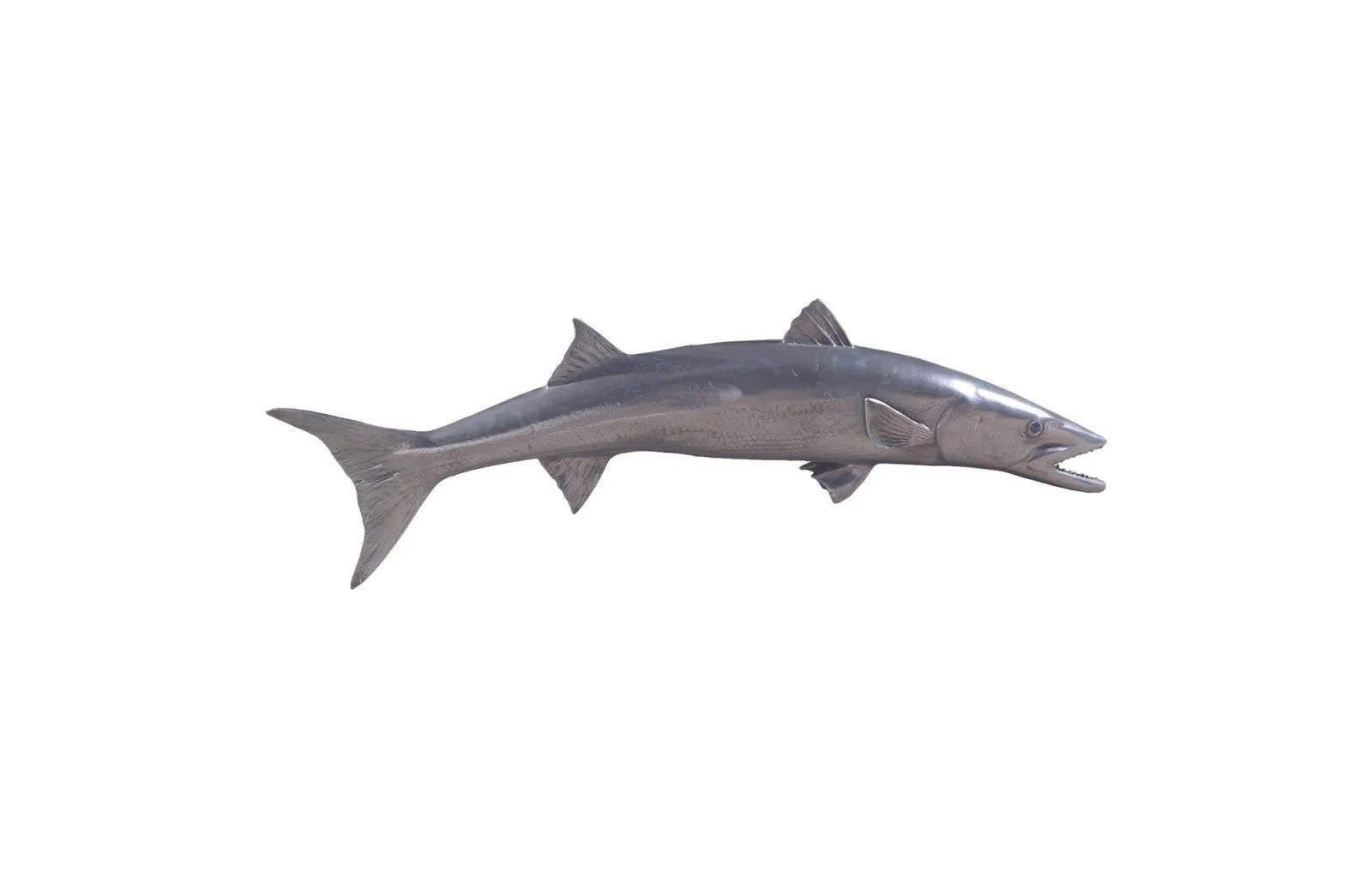 Barracuda Fish Wall Sculpture, Resin, Polished Aluminum Finish - Remutear