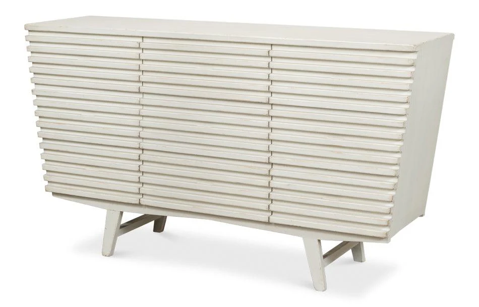 Ribbed 9 Drawer Commode - Antique White - Remutear