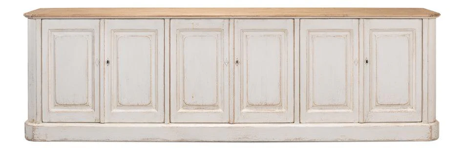 Antique Whitewash Sideboard - 6 Door - Remutear