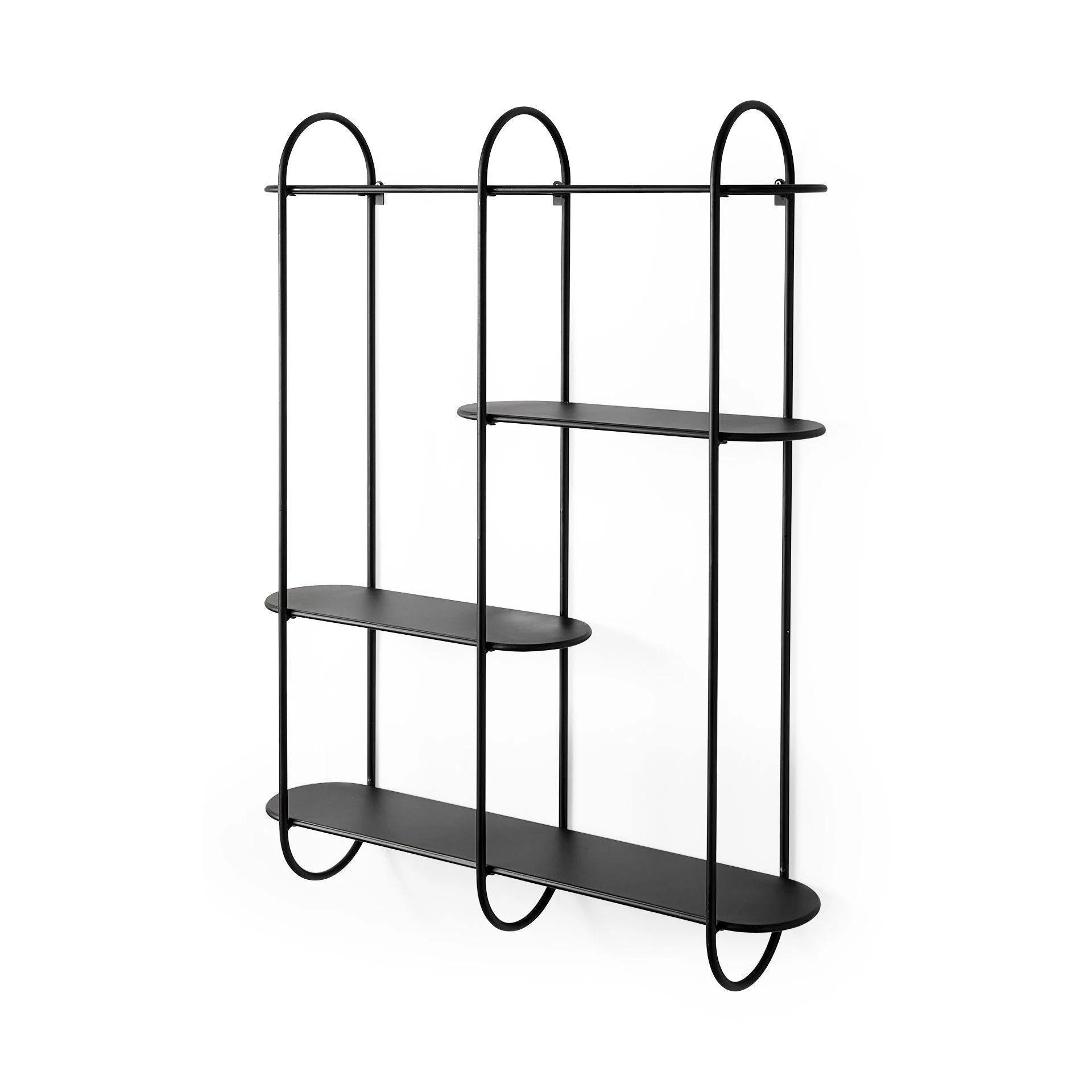Decimus 36.6L x 8.7W x 45.7H Black Metal Wall Mounted 3 Tiered Shelf - Remutear