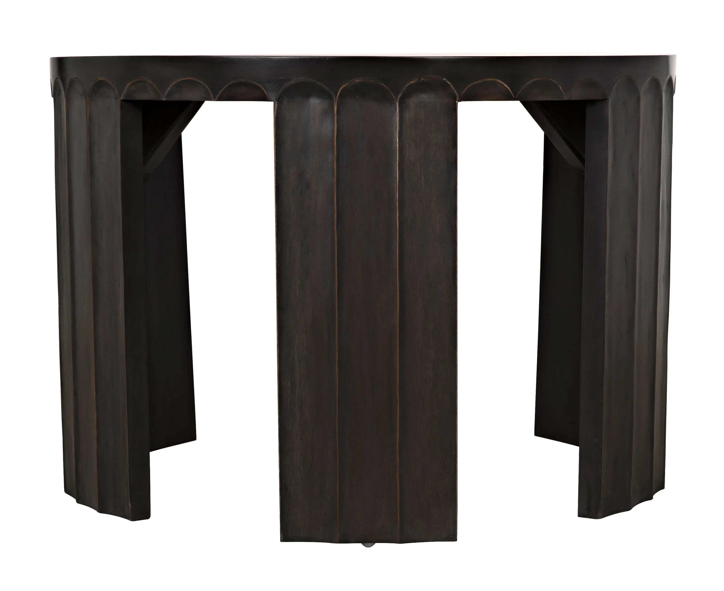 Fluted Side Table, Pale with Light Brown Trim - Remutear