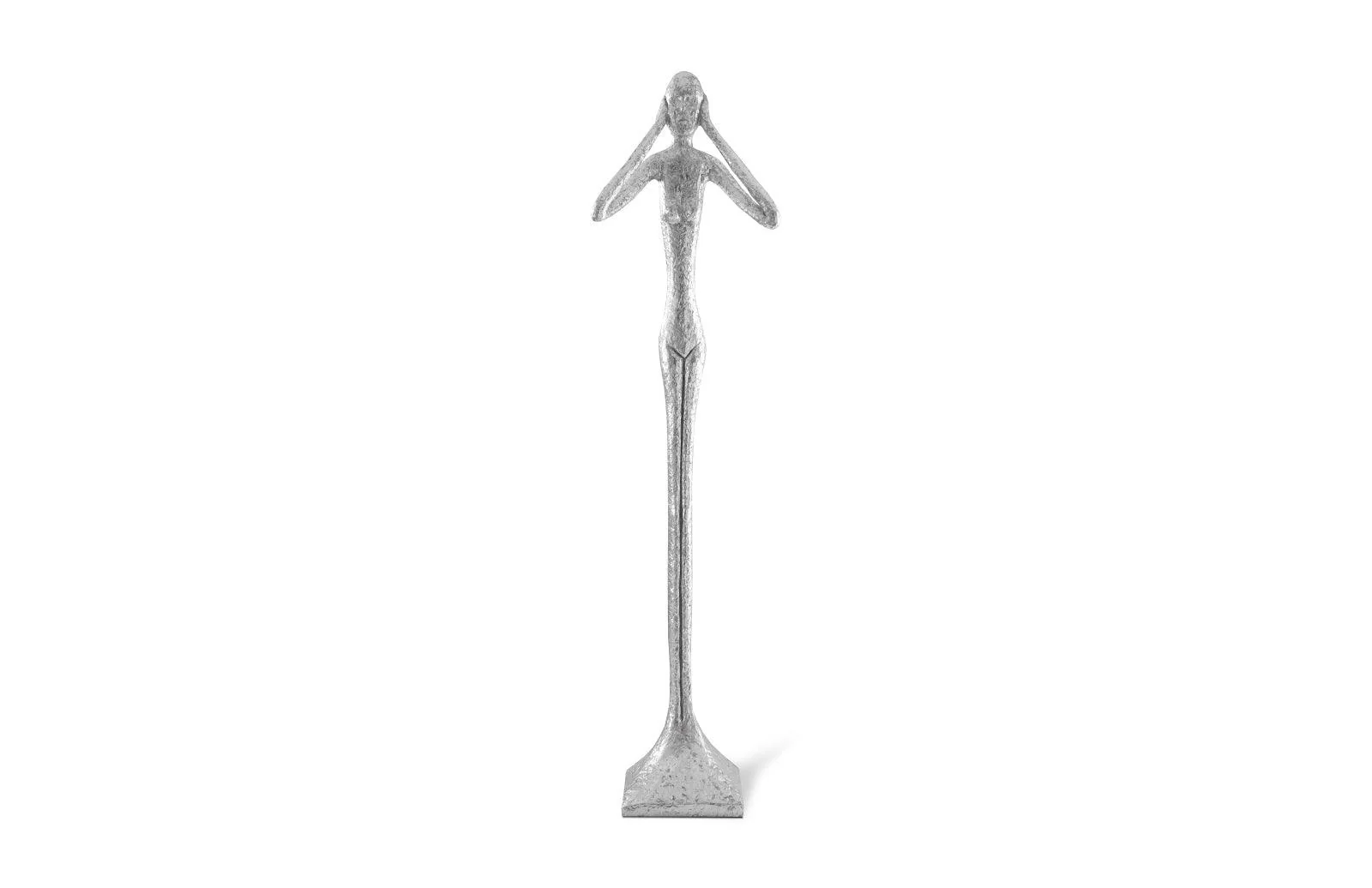 Hear No Evil Skinny Sculpture, Silver Leaf, LG - Remutear