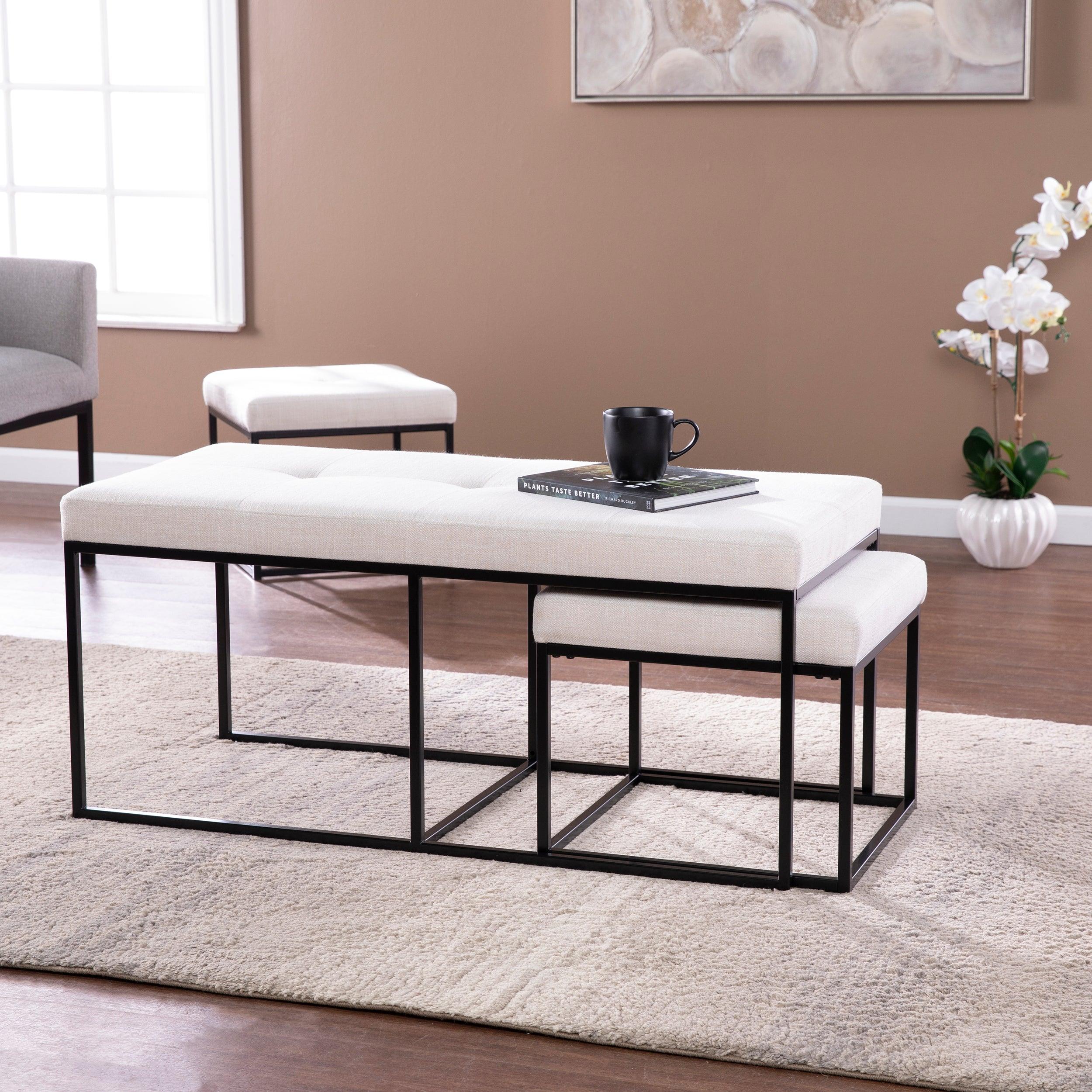 Daltern Upholstered Ottomans – 3pc Set - Remutear