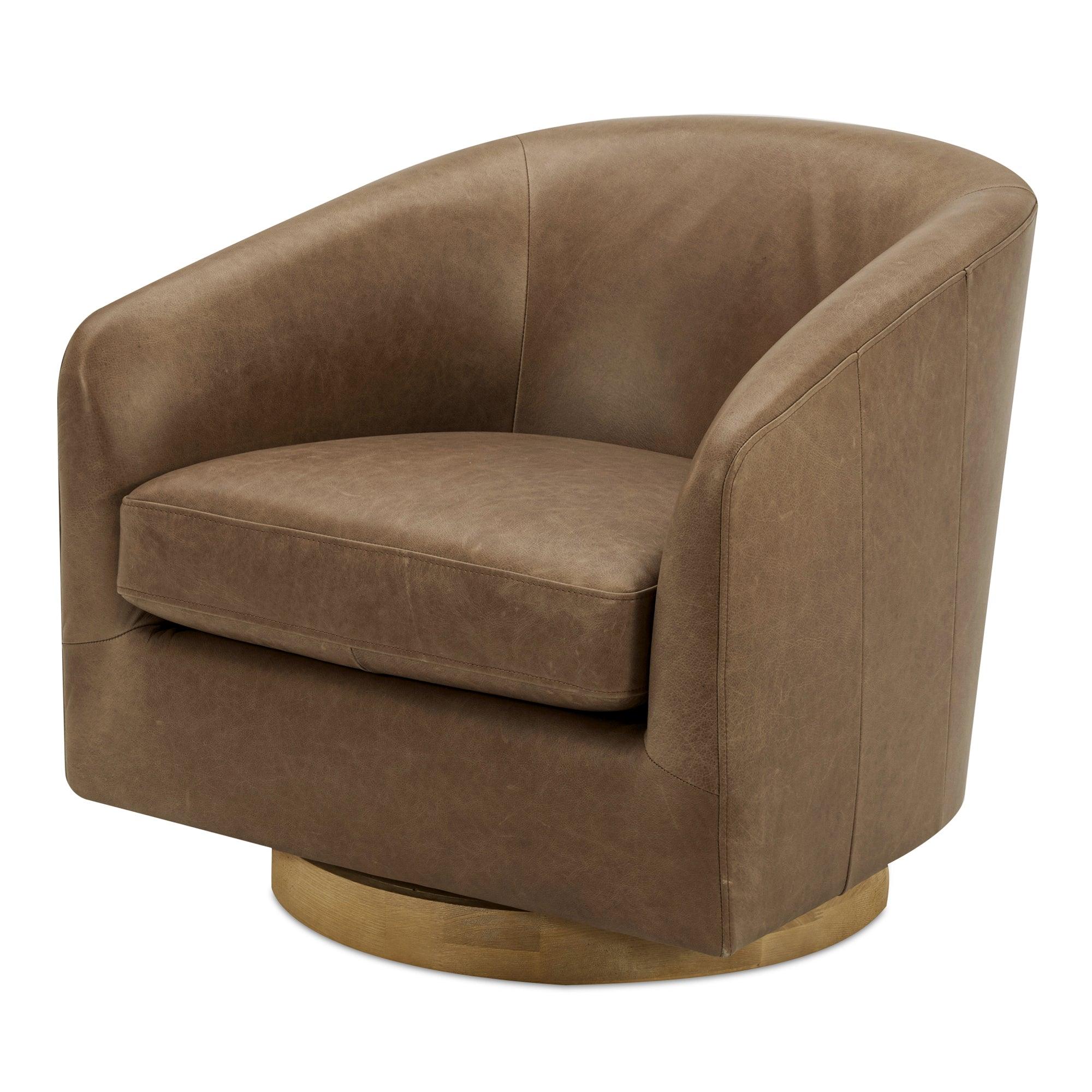 Oscy Leather Swivel Chair Tan - Remutear