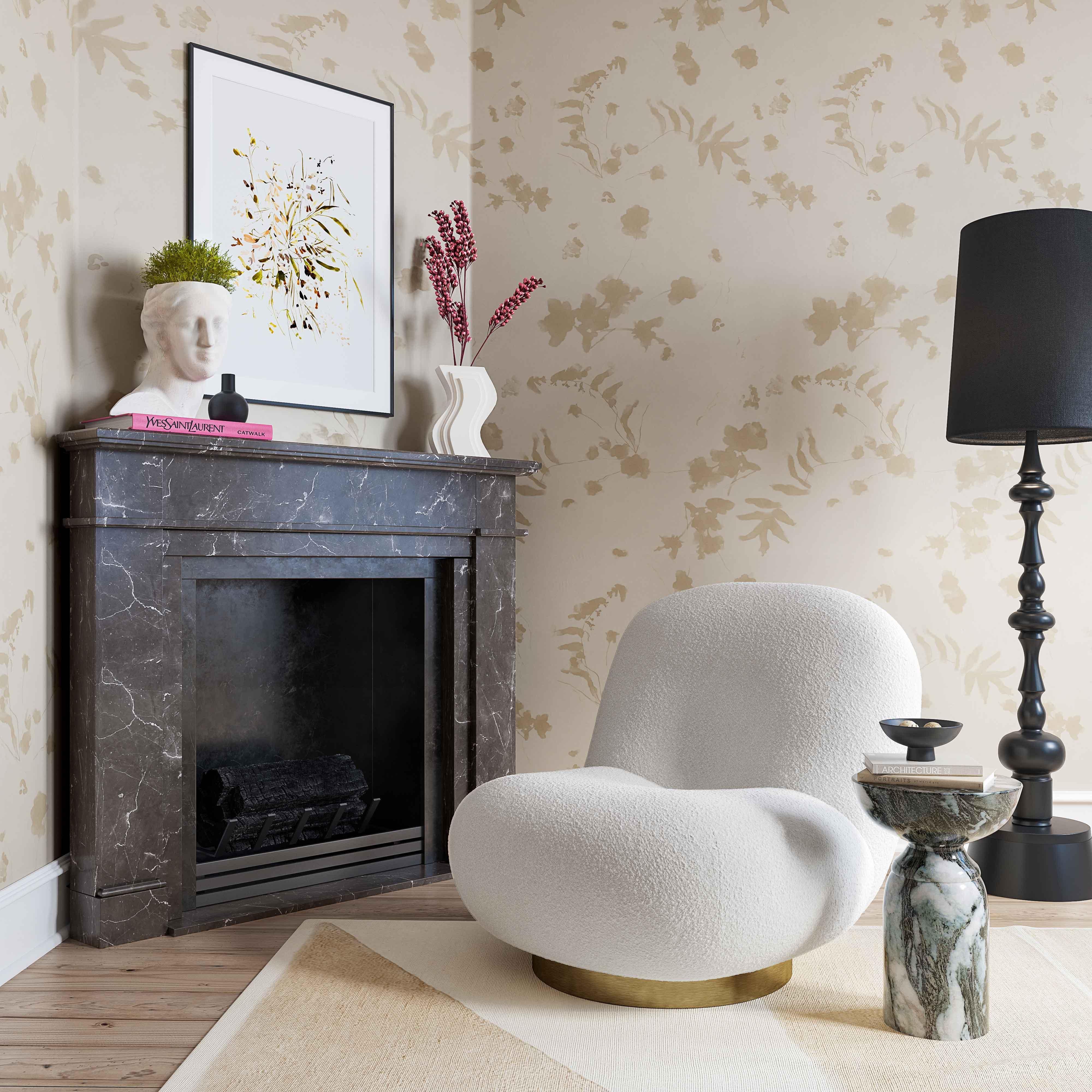 Emily White Boucle Swivel Chair - Remutear