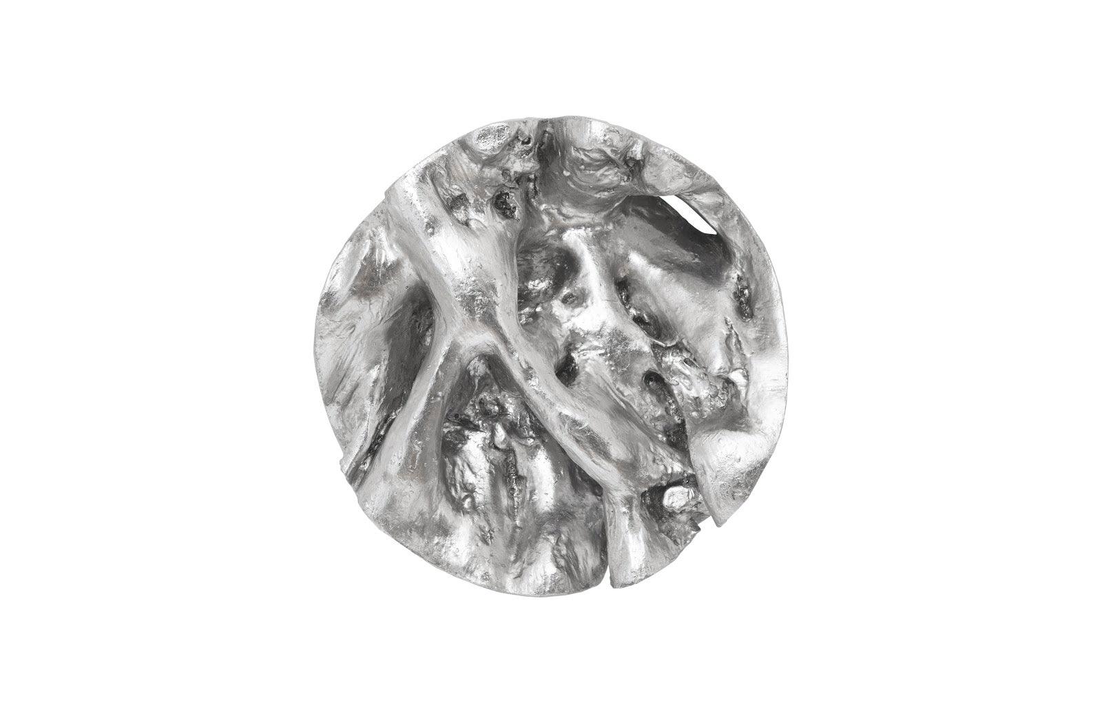 Cast Root Wall Tile, Resin, Silver Leaf, Round - Remutear