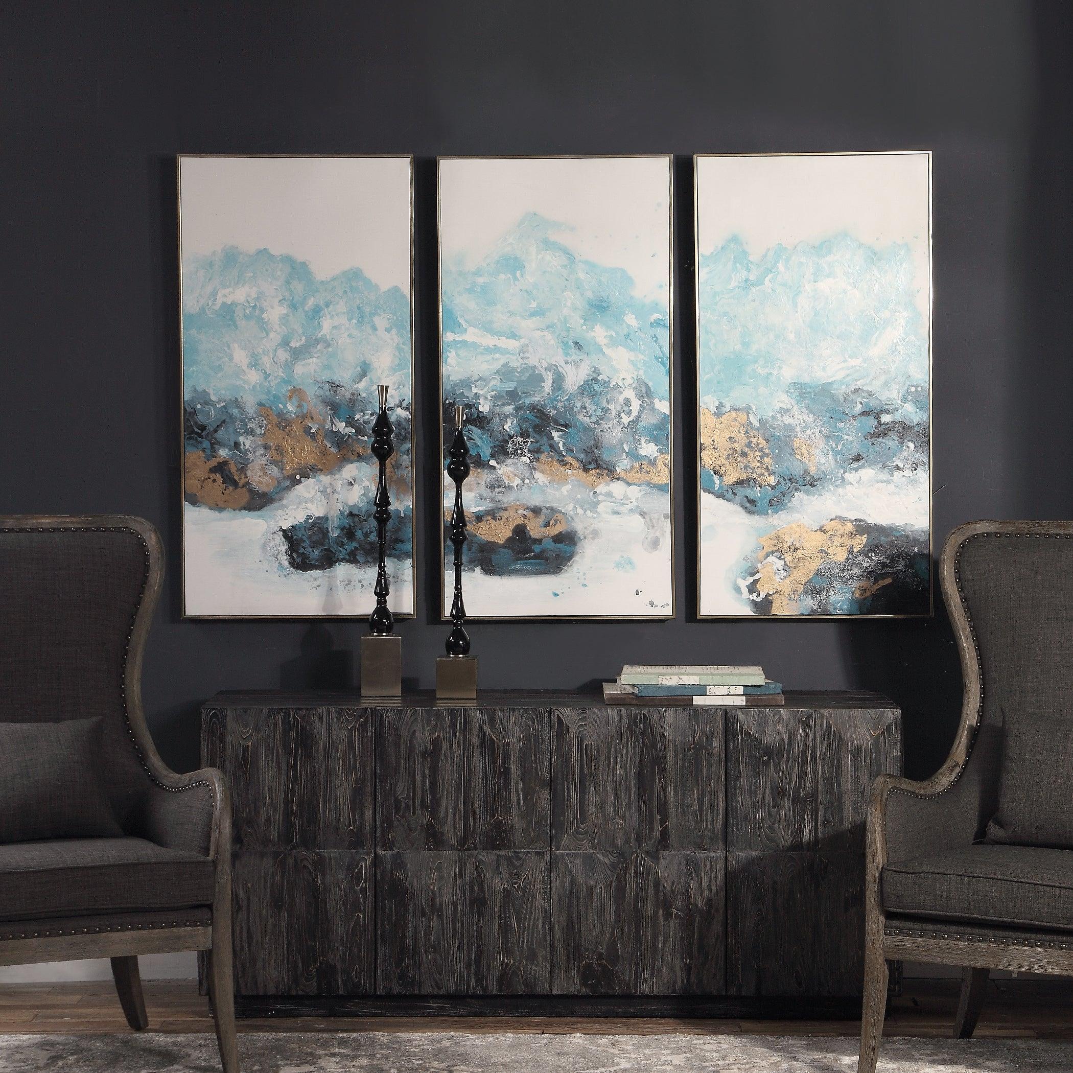 Crashing Waves Abstract Art, S/3 - Remutear