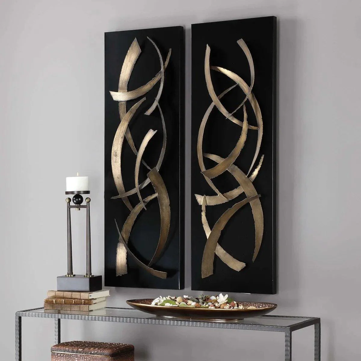 BRUSHSTROKES METAL WALL PANELS SET OF 2 - Remutear