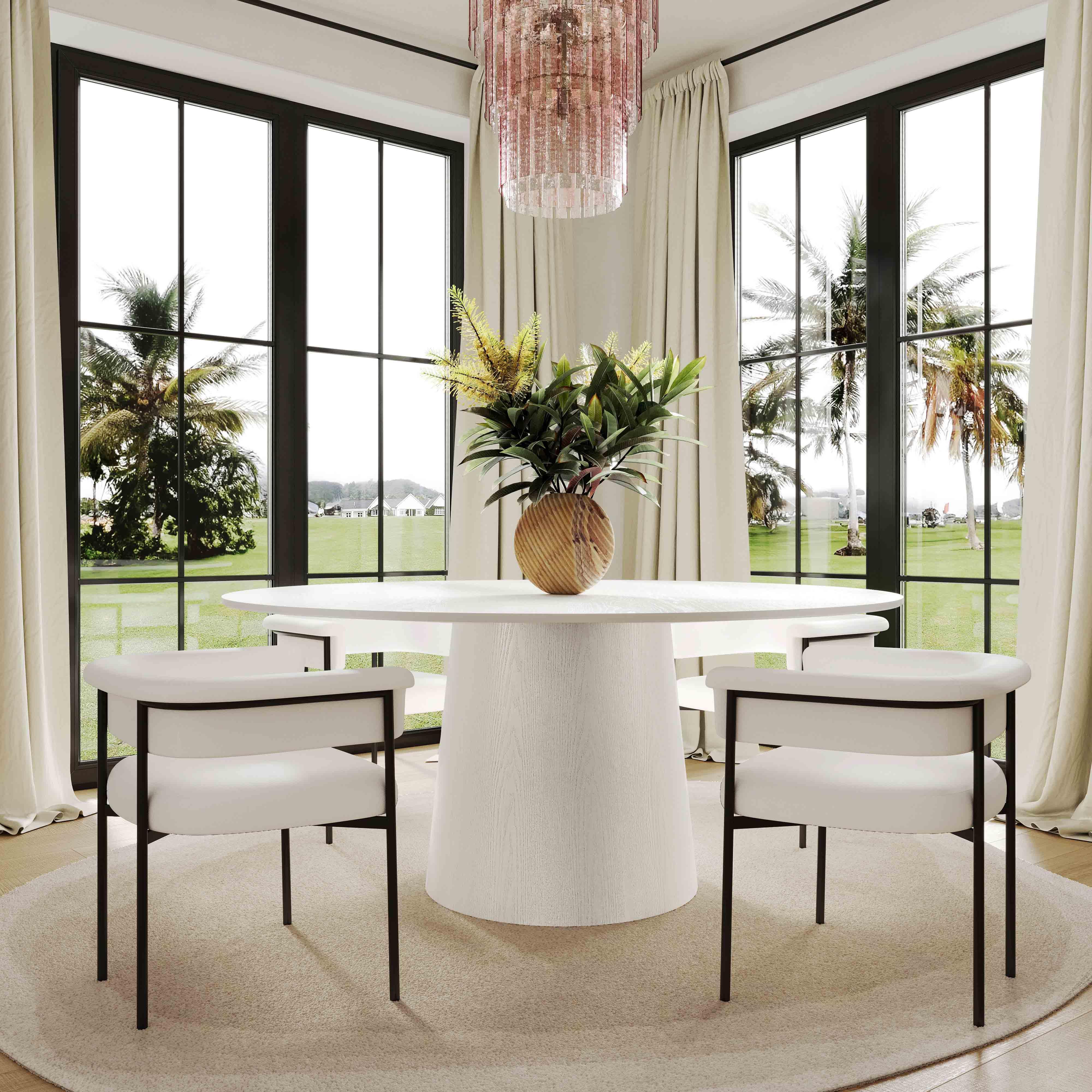 Taylor Cream Performance Linen Dining Chair - Remutear