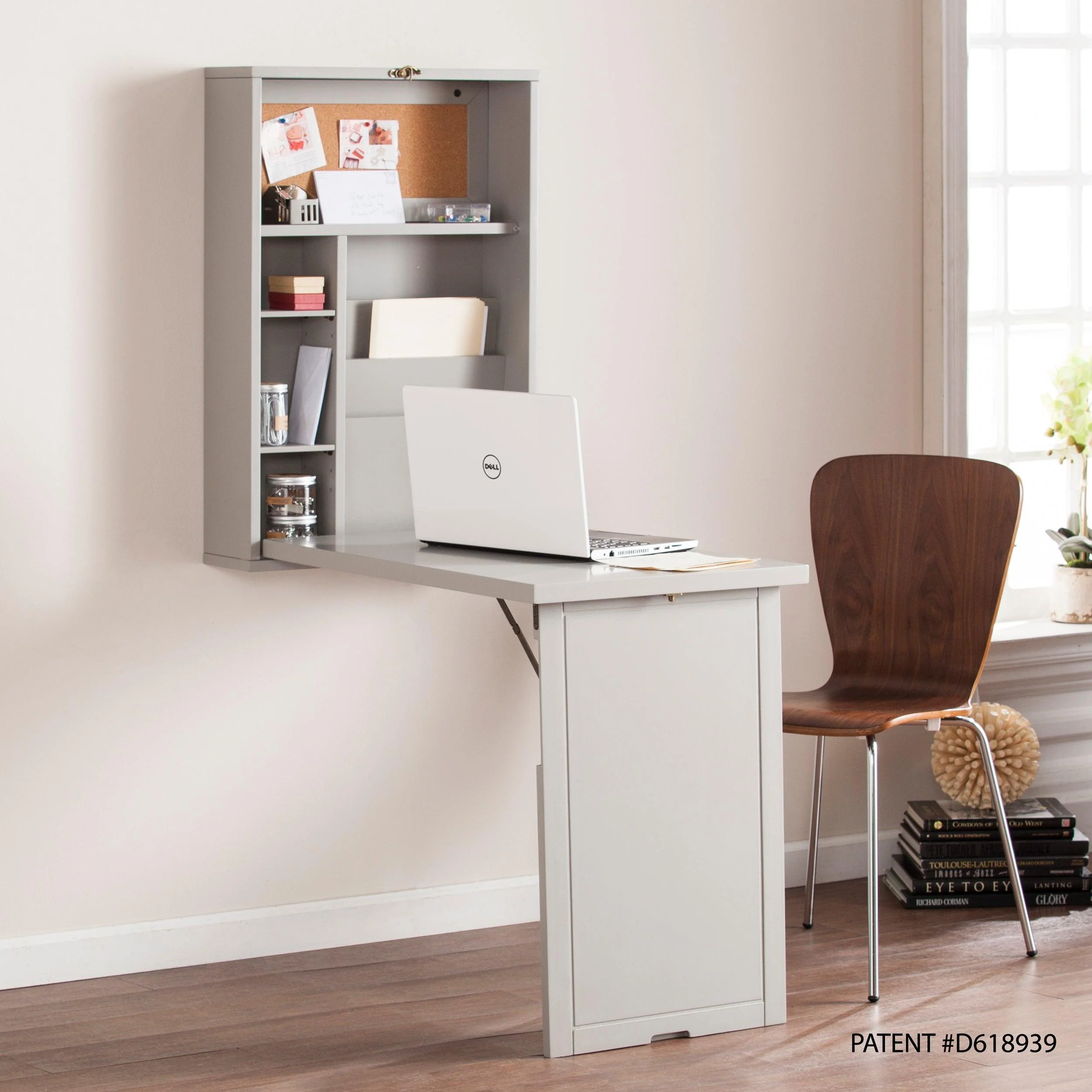 Minford Fold-Out Convertible Wall Mount Desk - Gray - Remutear