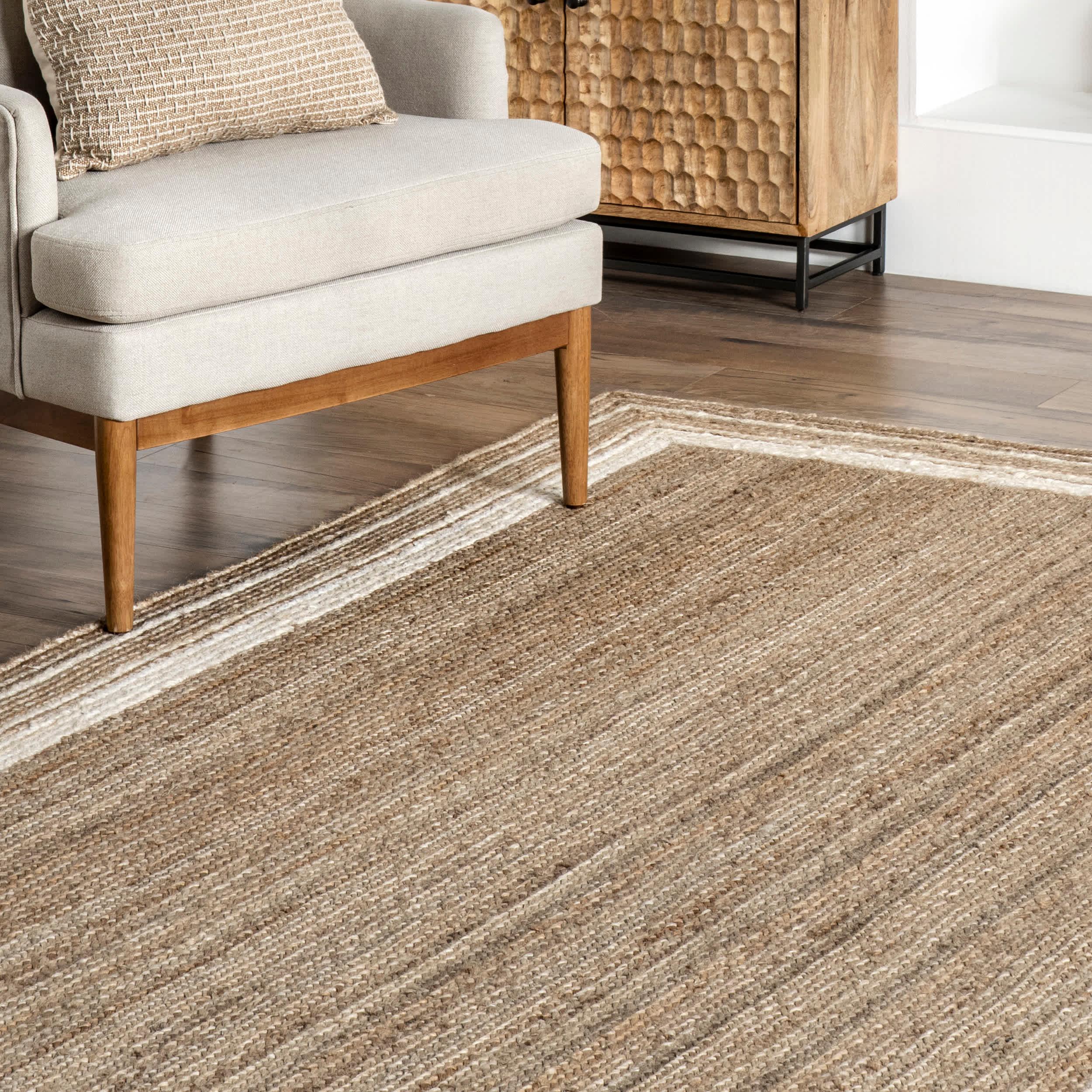 Braided Rikki Border Jute Area Rug - Remutear