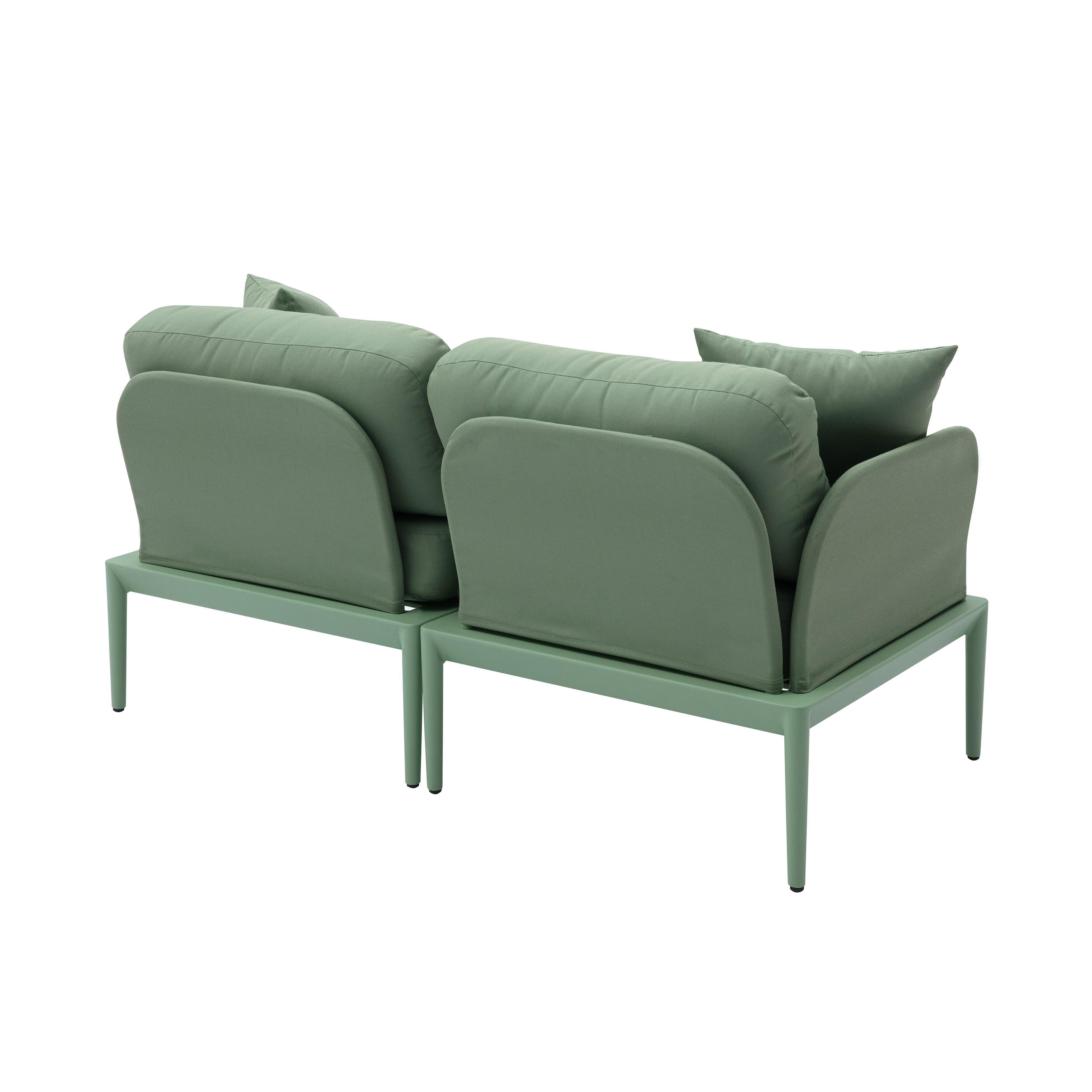 Kapri Moss Green Modular Outdoor Loveseat - Remutear