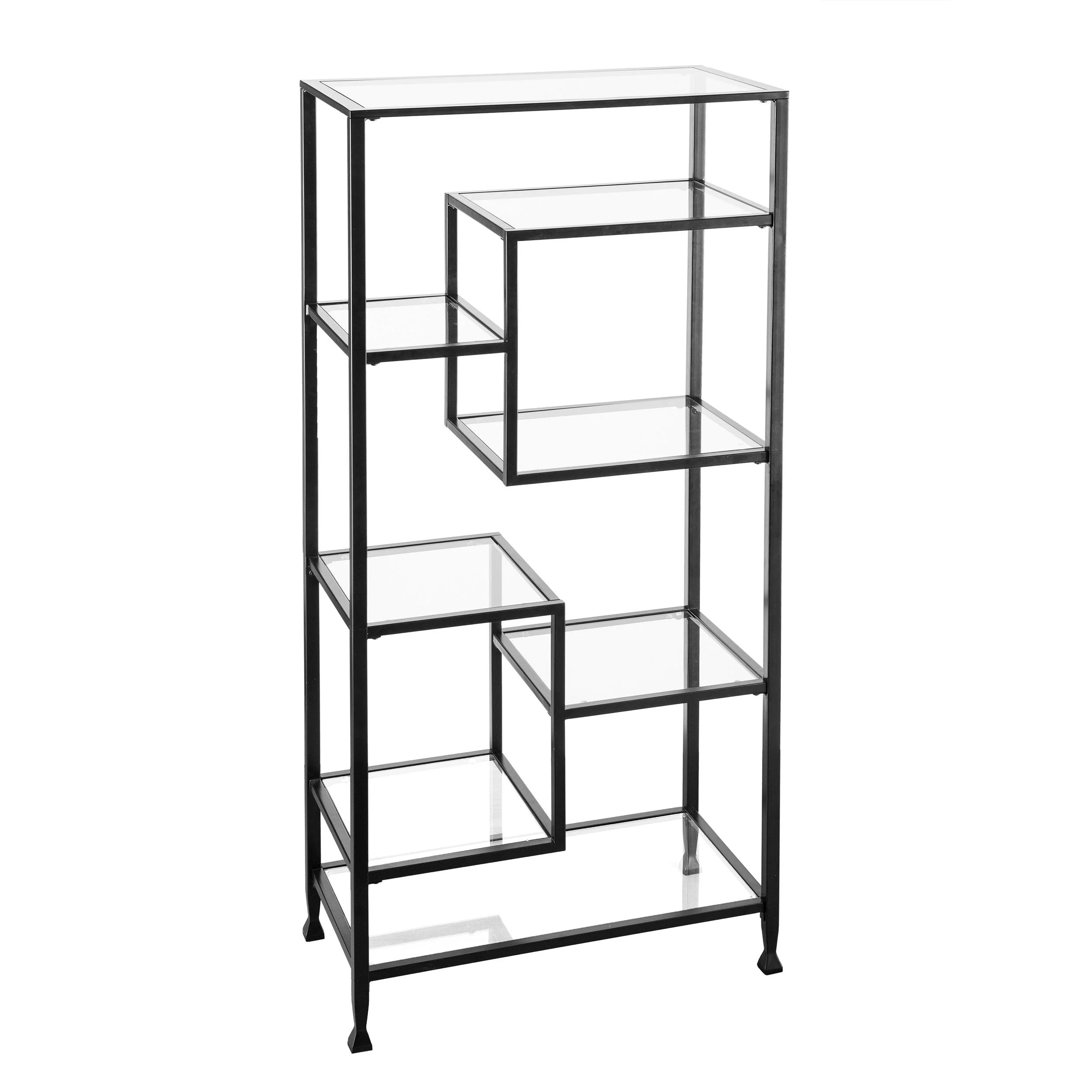 Jaymes Metal/Glass Asymmetrical Étagère/Bookcase - Remutear