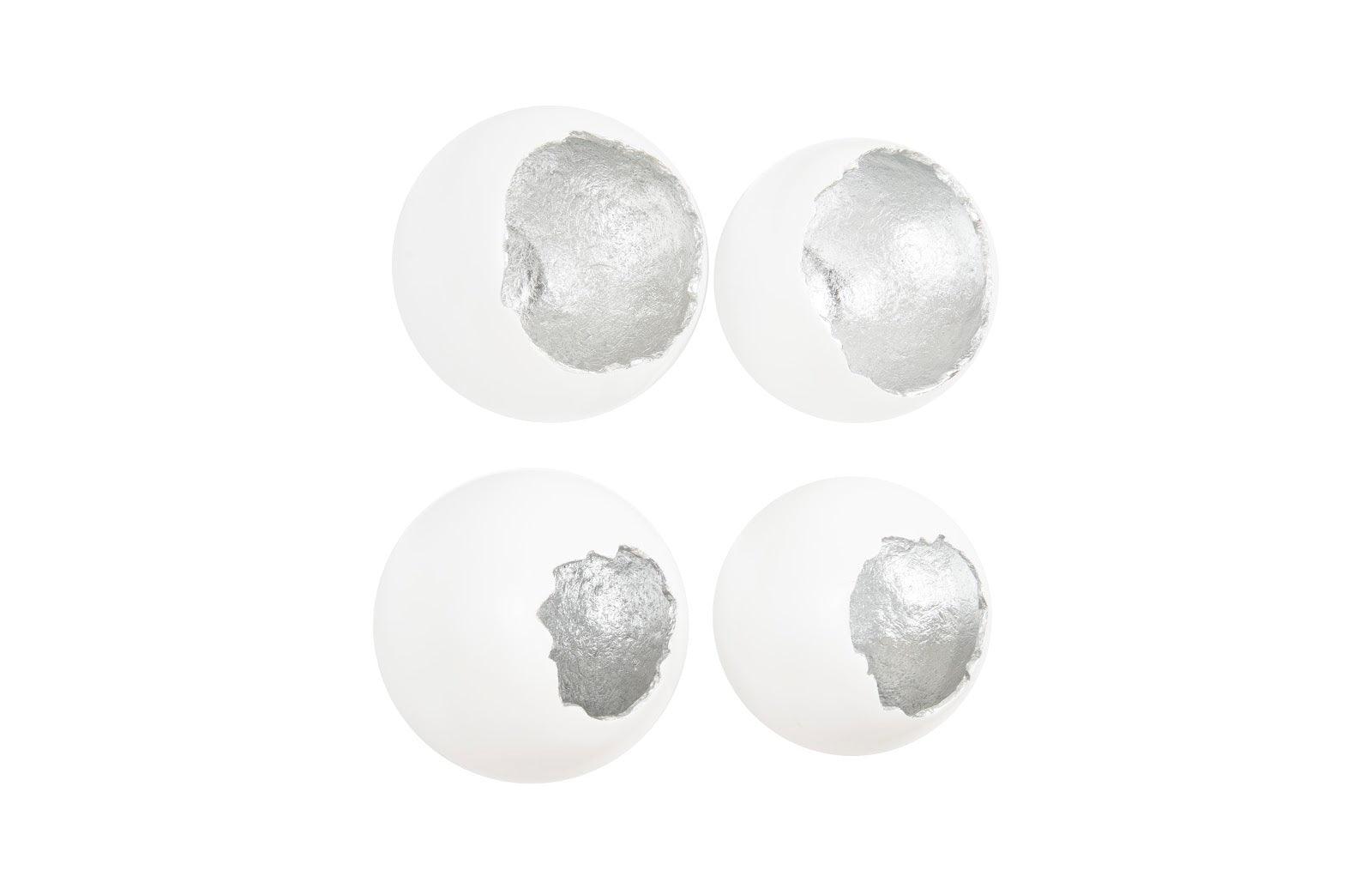 Broken Egg Wall Art, White and Silver Leaf, Set of 4 - Remutear