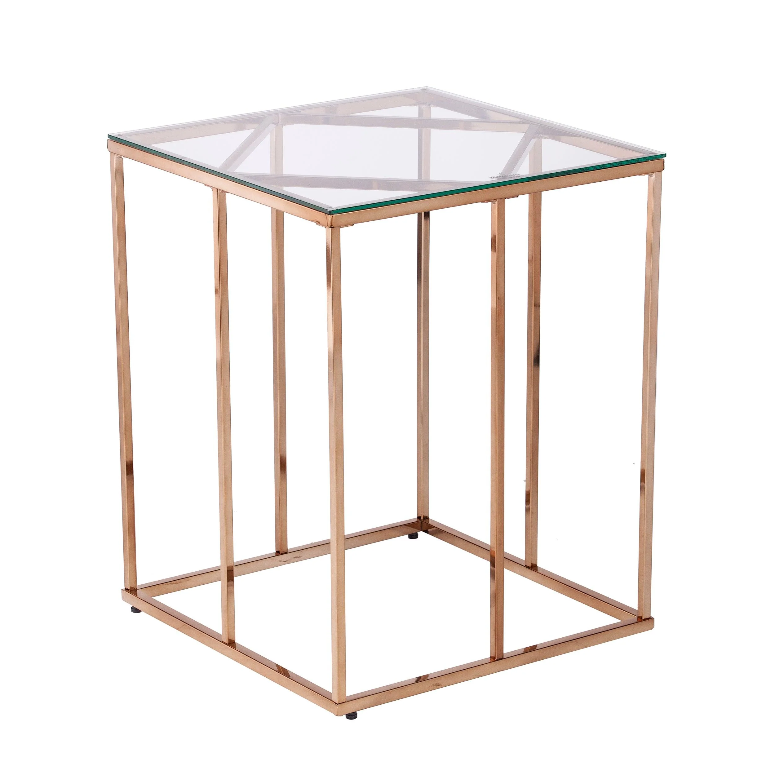 Nicholance Contemporary End Table w/ Glass Top - Remutear
