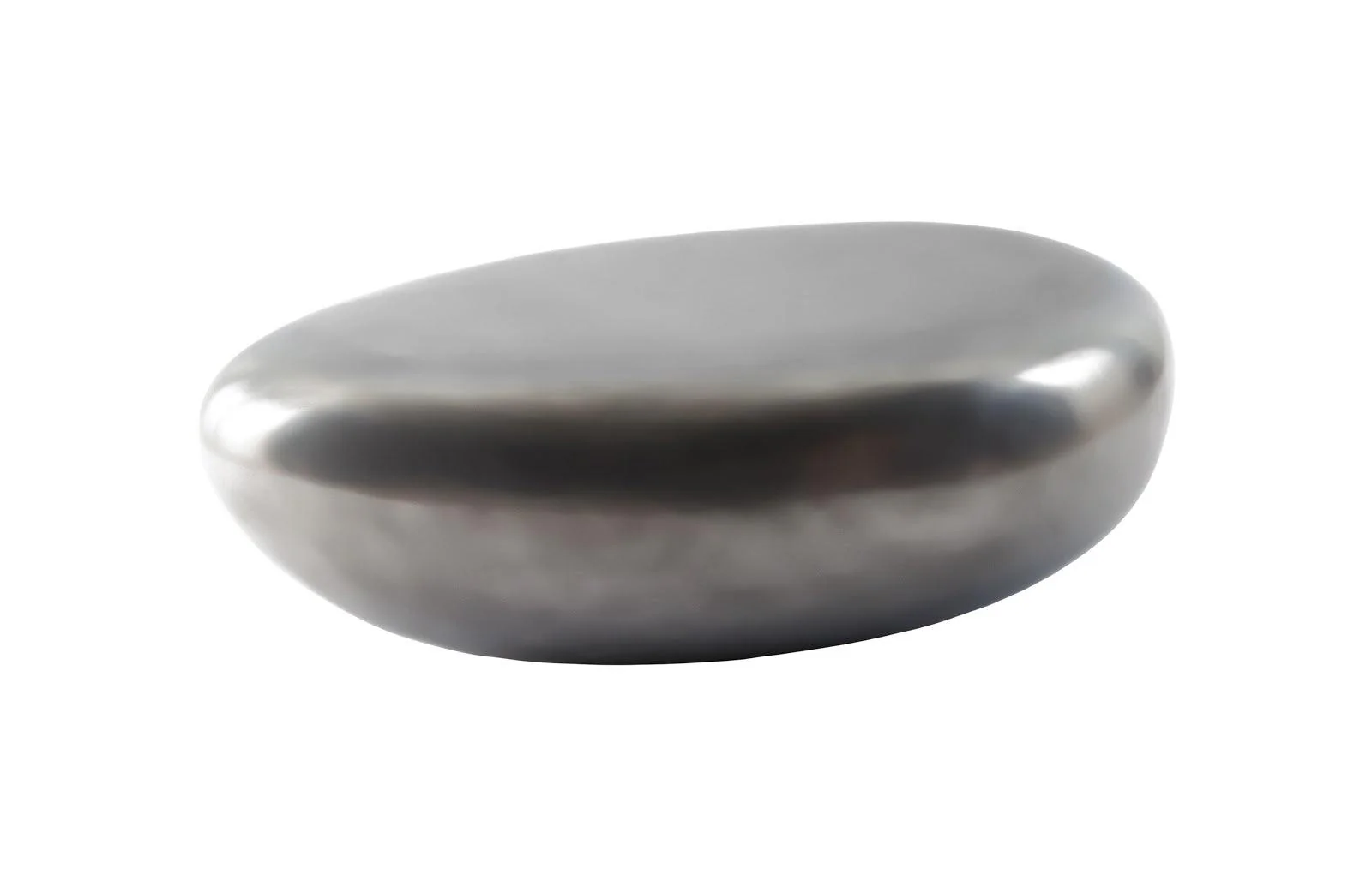 River Stone Coffee Table, Small, Resin, Polished Aluminum Finish - Remutear