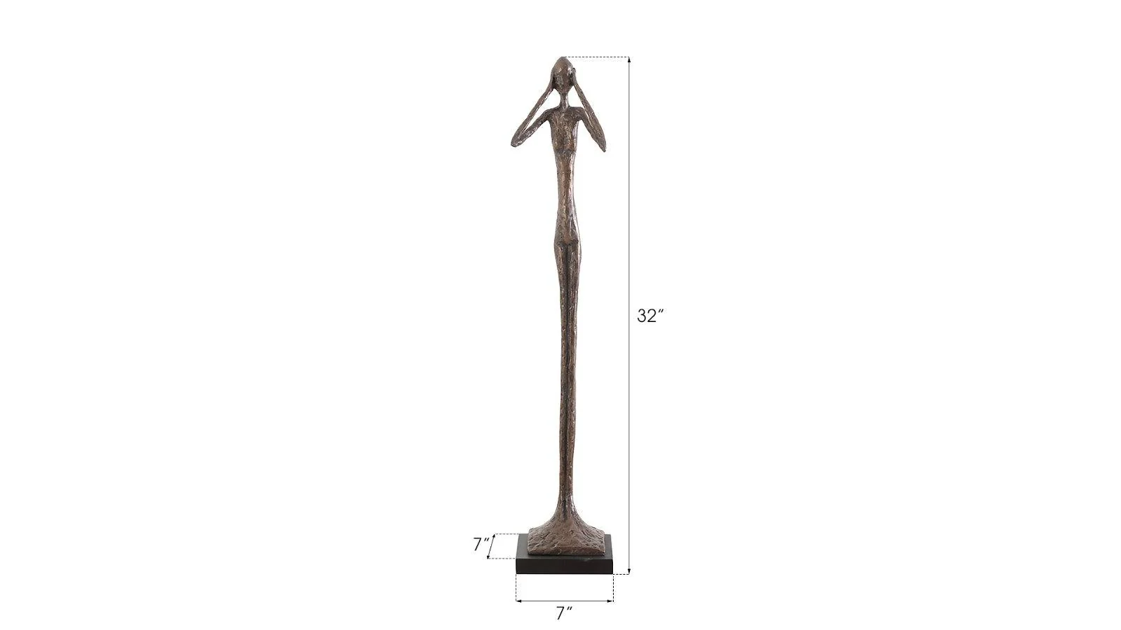 Hear No Evil Slender Sculpture, Small, Resin, Bronze Finish - Remutear