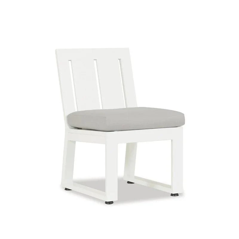 Newport Armless Dining Chair in Cast Silver, No Welt - Remutear