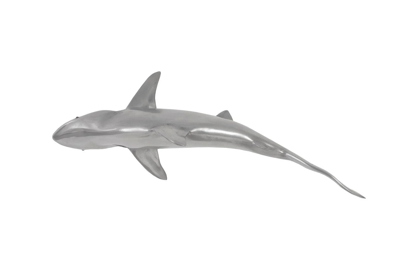 Whaler Shark Fish Wall Sculpture, Resin, Polished Aluminum Finish - Remutear