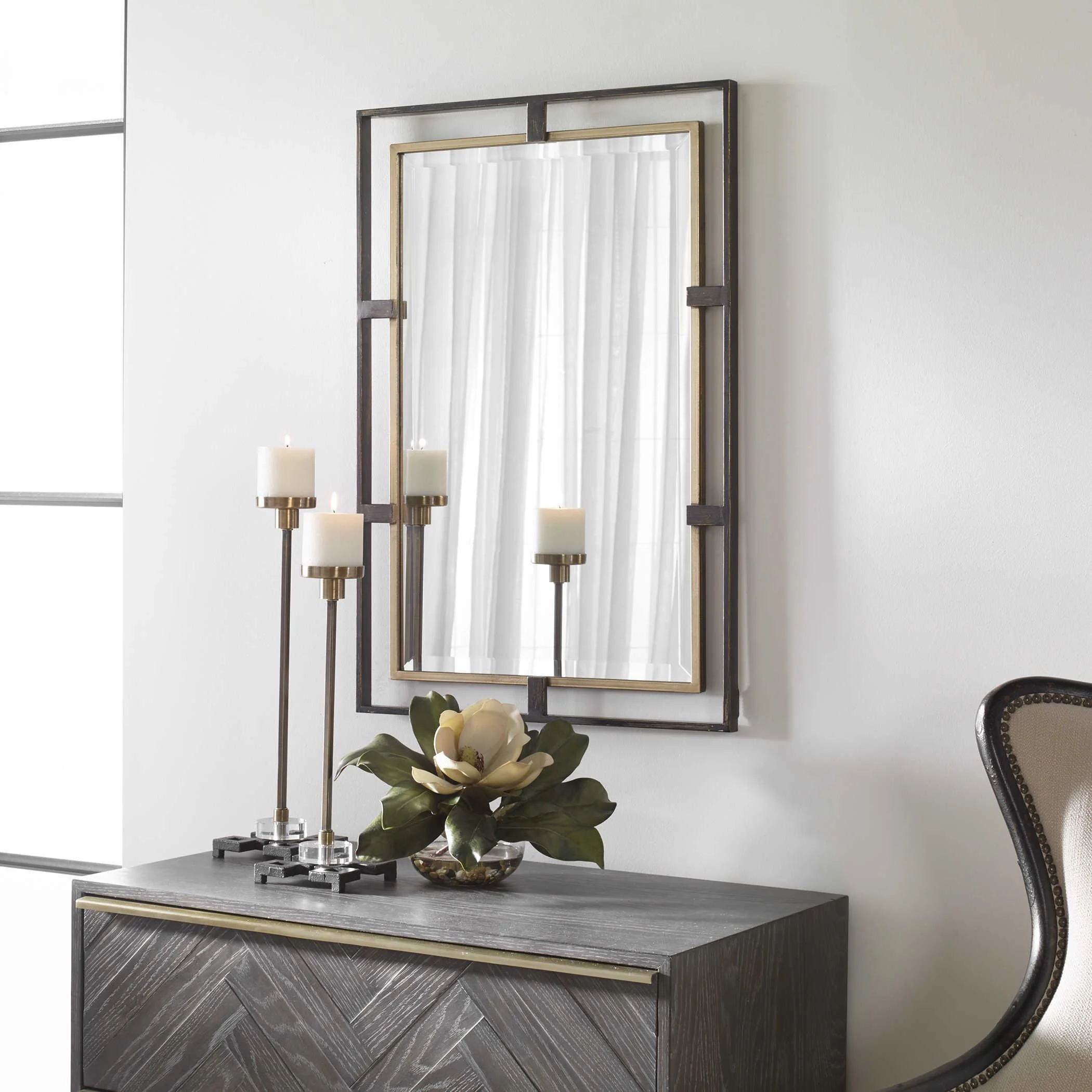 CARRIZO GOLD & BRONZE RECTANGLE MIRROR - Remutear