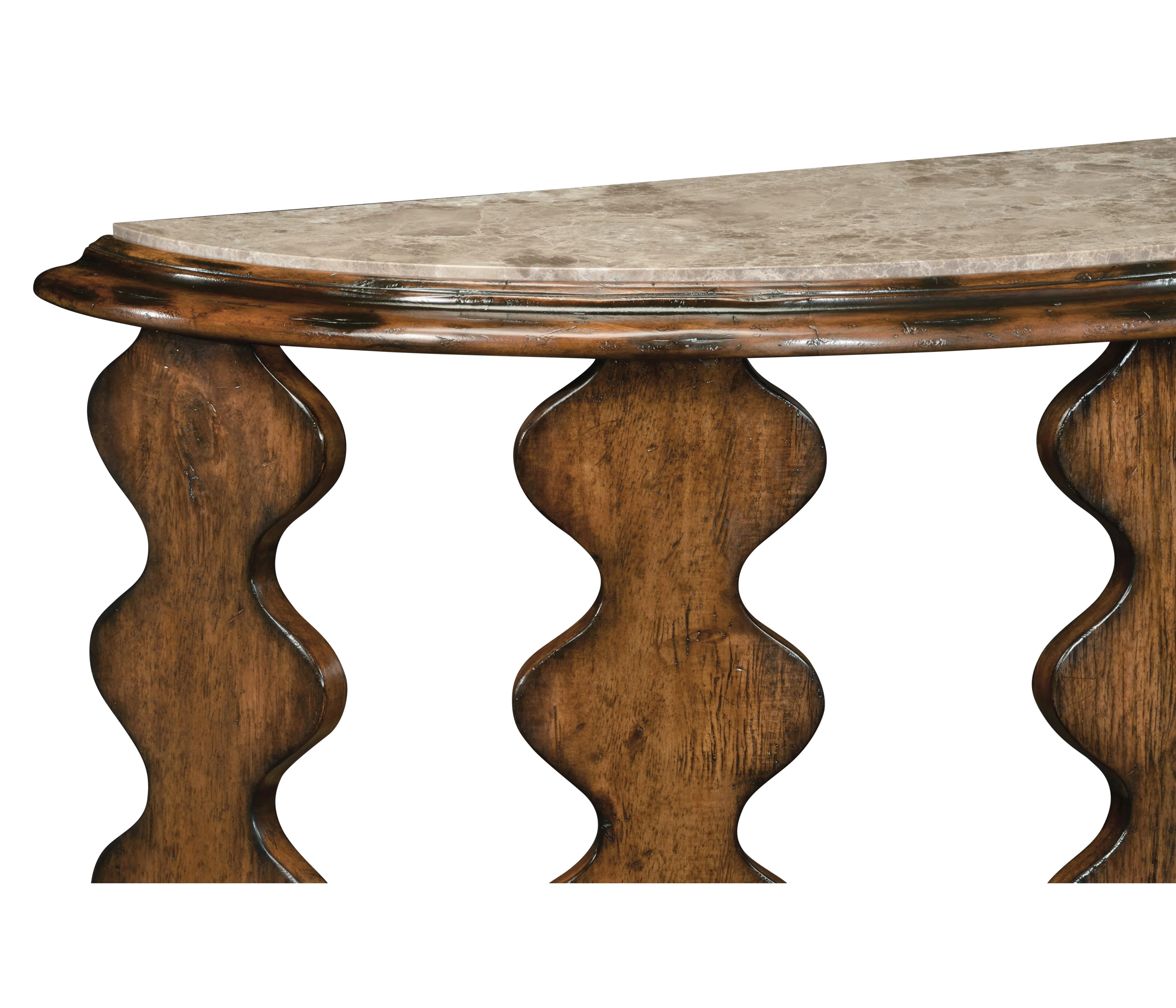 Demilune Console Table in Rustic Walnut - Remutear