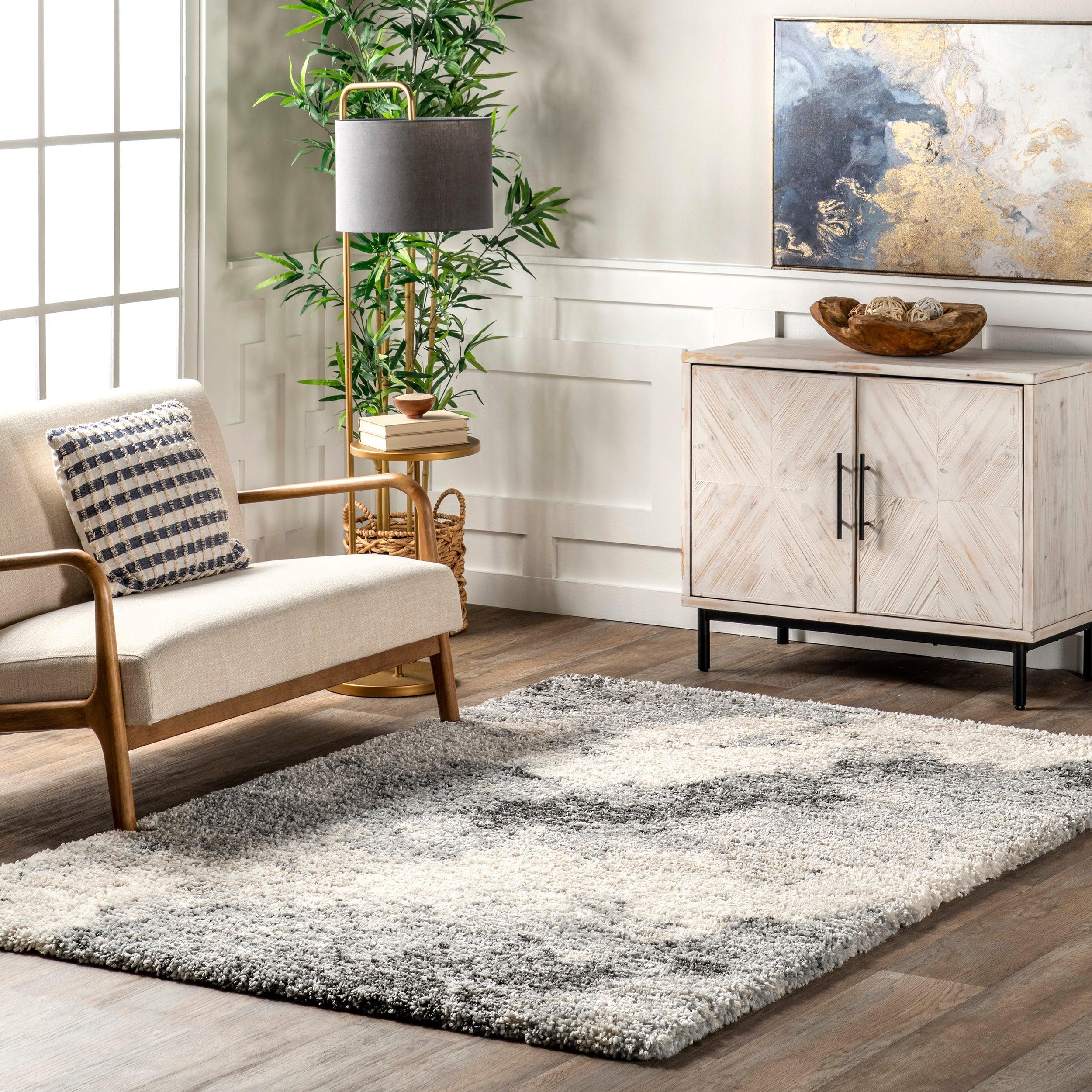 Sidonie Abstract Clouds Shag Area Rug - Remutear