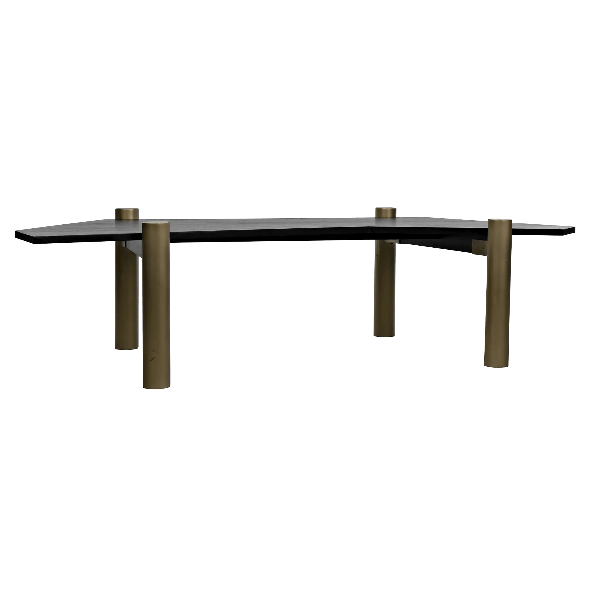 Tabu Coffee Table, Brass Finished Legs with Ebony Walnut Top - Remutear