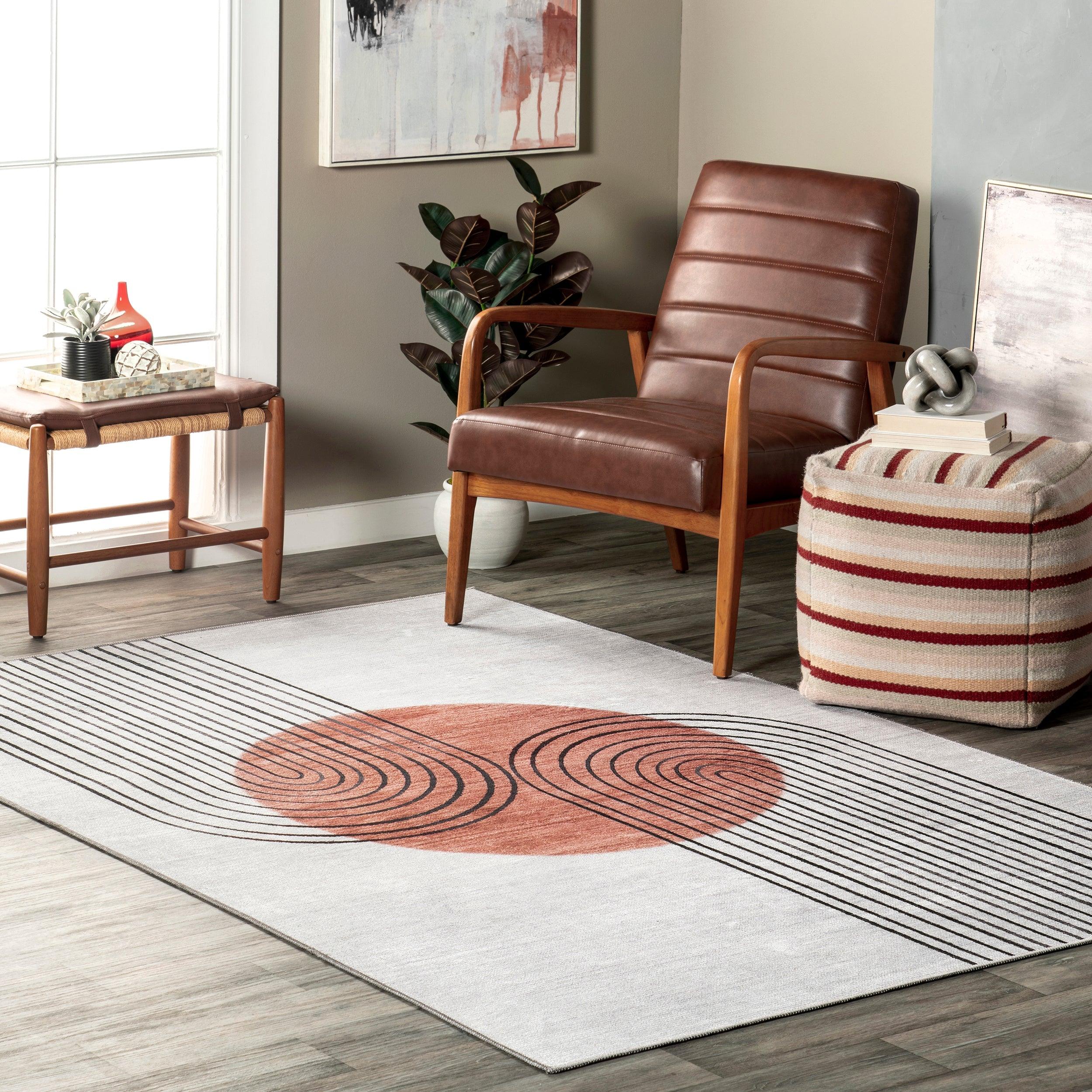 Martine Abstract Sun Machine Washable Area Rug - Remutear