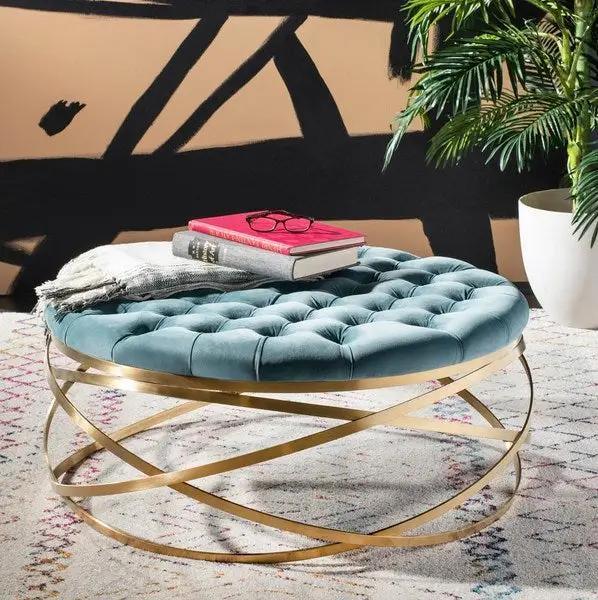 RUMI TUFTED VELVET OTTOMAN - Remutear