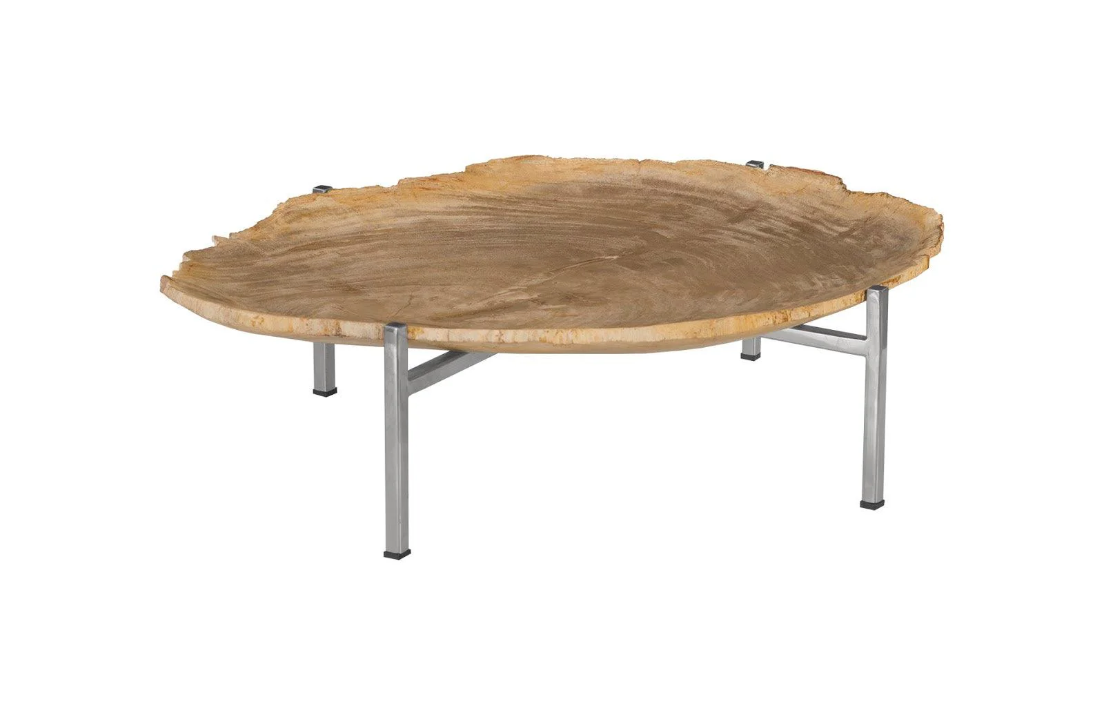 Petrified Wood Tray, Stainless Steel Base, Assorted Styles and Sizes - Remutear