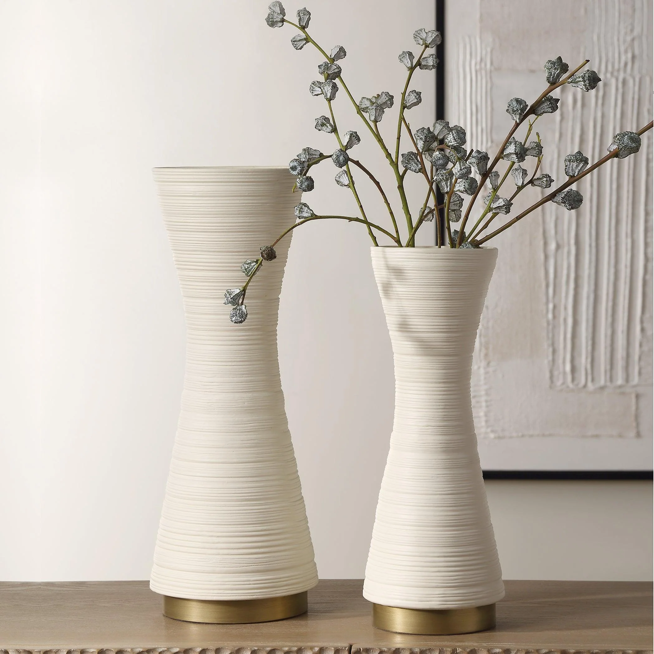 Ridgeline White Vases, S/2 - Remutear