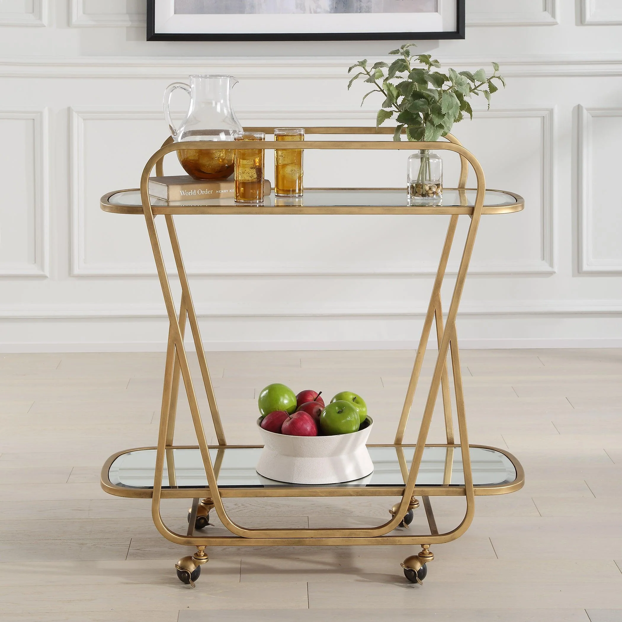 Swain Brass Serving Cart - Remutear