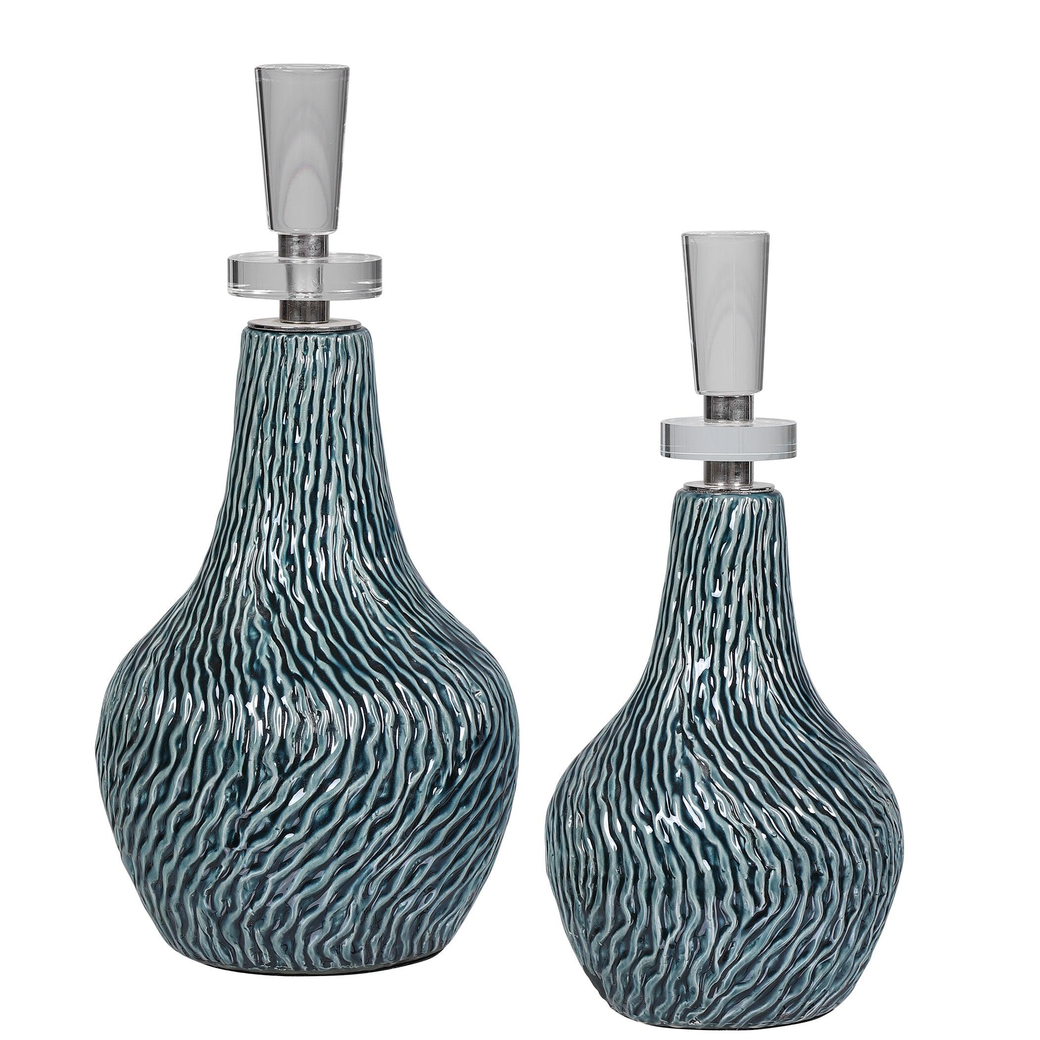 ALMERA DARK TEAL BOTTLES, SET OF 2 - Remutear