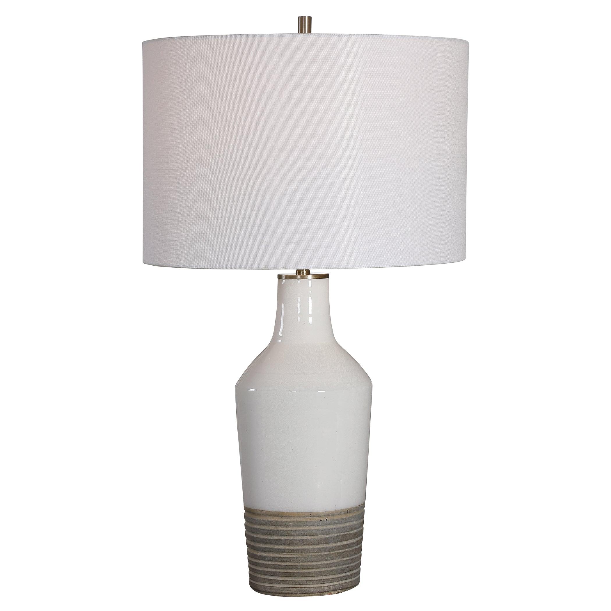 DAKOTA WHITE CRACKLE TABLE LAMP - Remutear