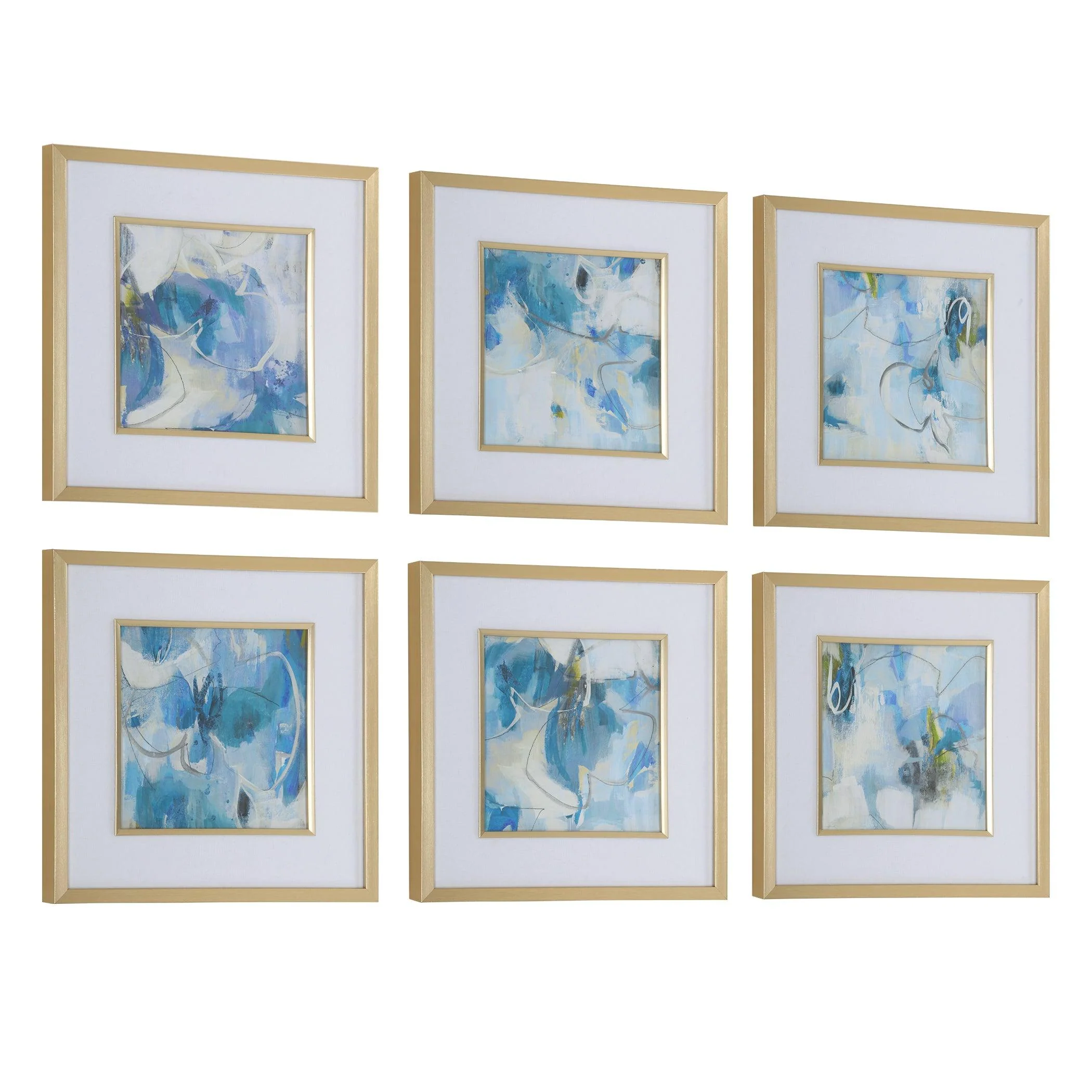 Fresh Start Blue Abstract Prints, S/6 - Remutear
