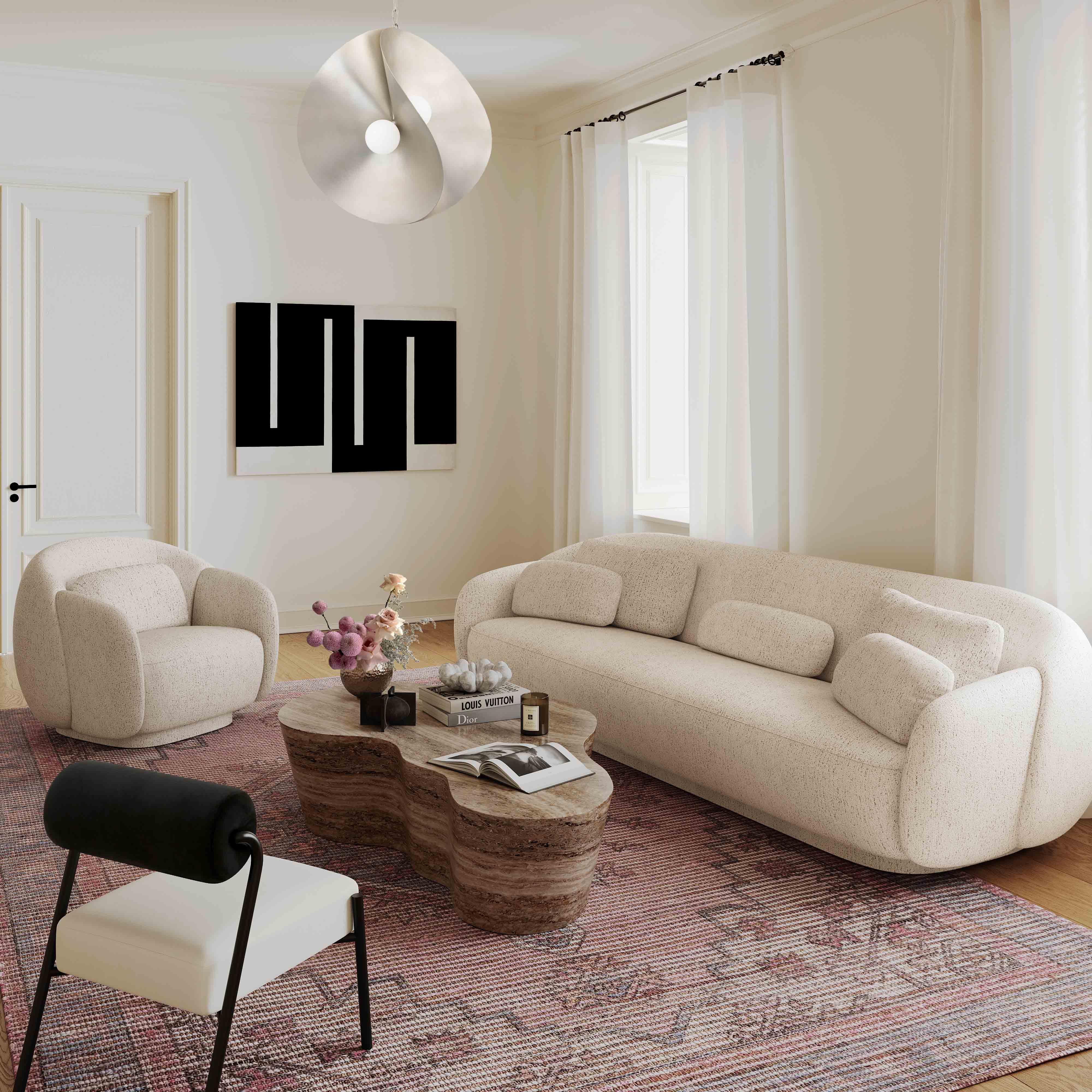 Misty Cream Boucle Sofa - Remutear