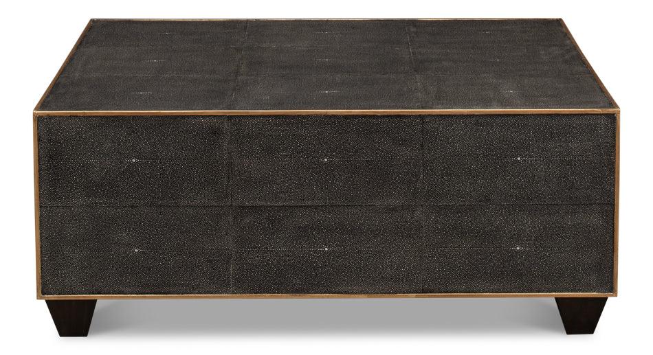 Grey Leather Shagreen Cocktail Table - Remutear