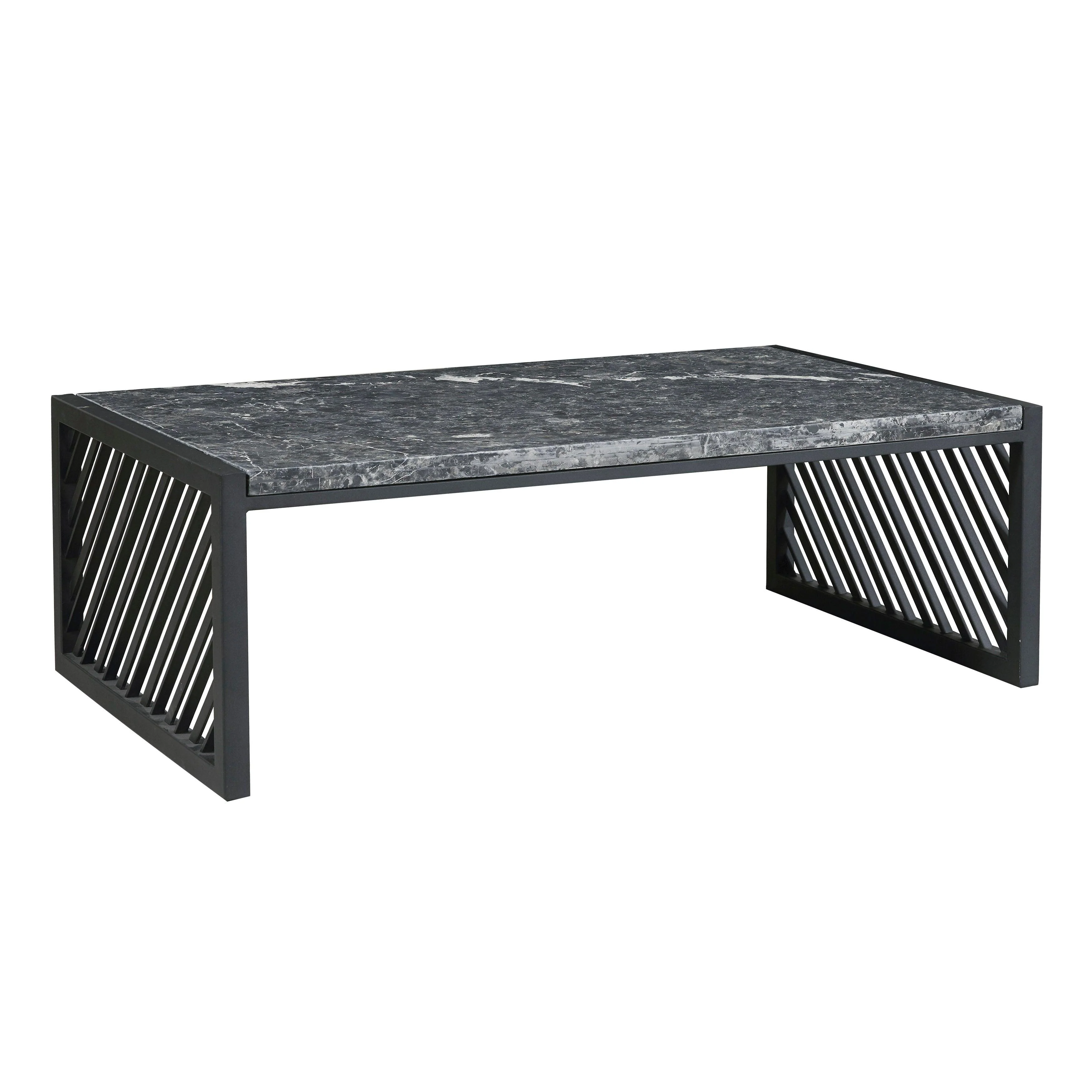 Modern Industrial Stone Top Cocktail Table - Remutear