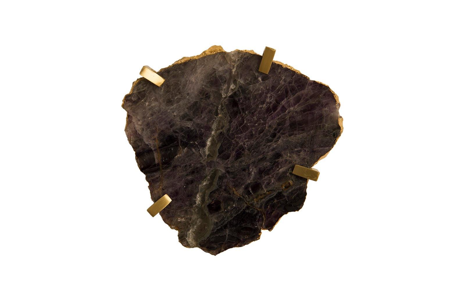 Gem Wall Tile in Brass Setting, Purple Quartz - Remutear