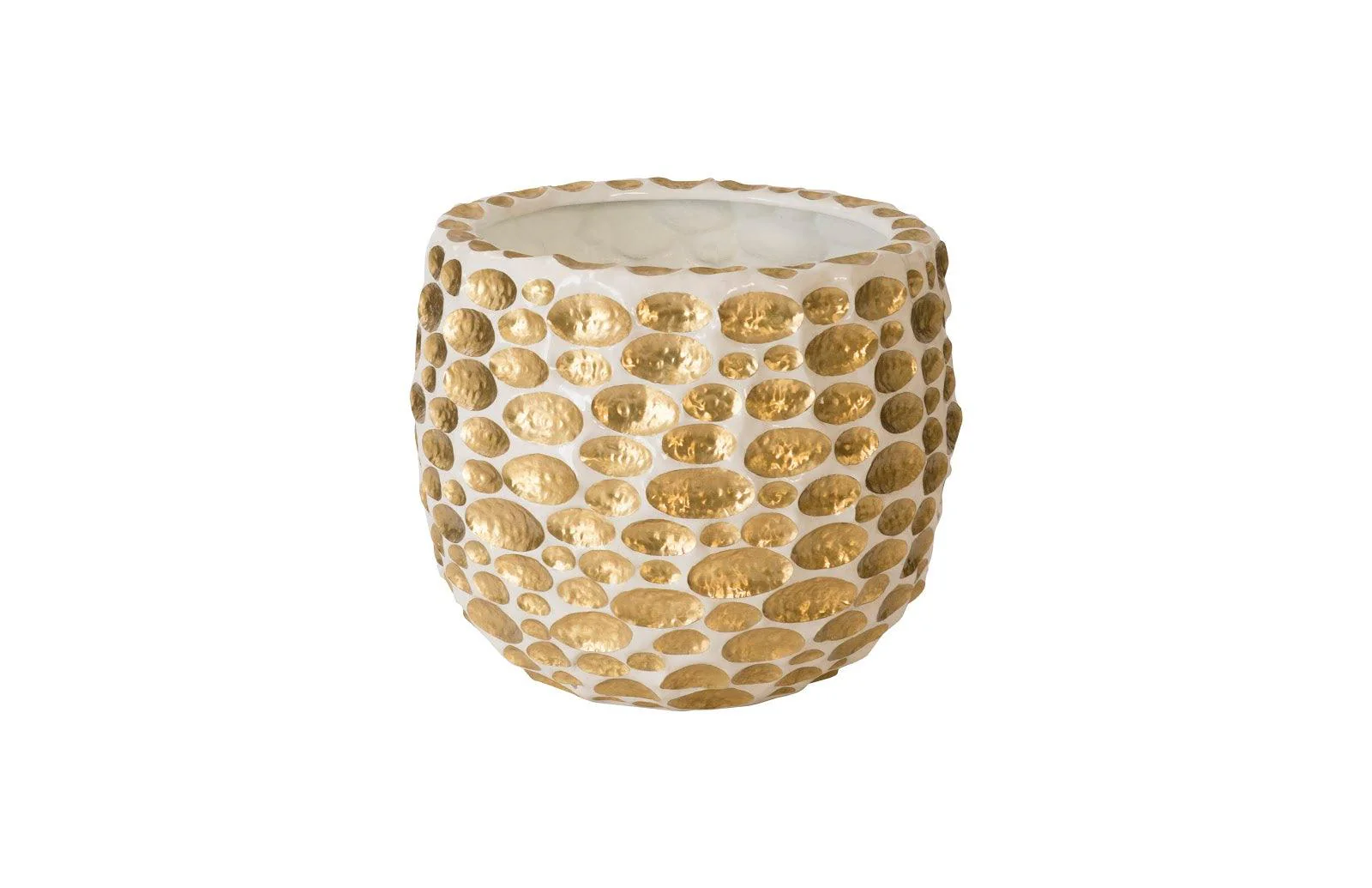 Bubbles Planter, Brass, White, LG - Remutear