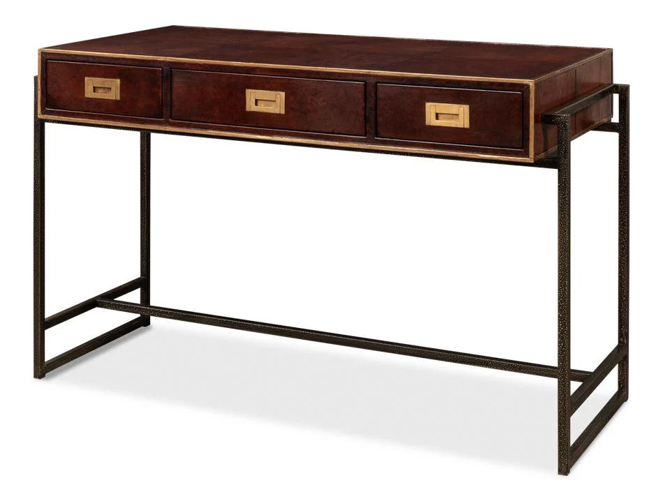 Old Brown Leather Desk - Remutear