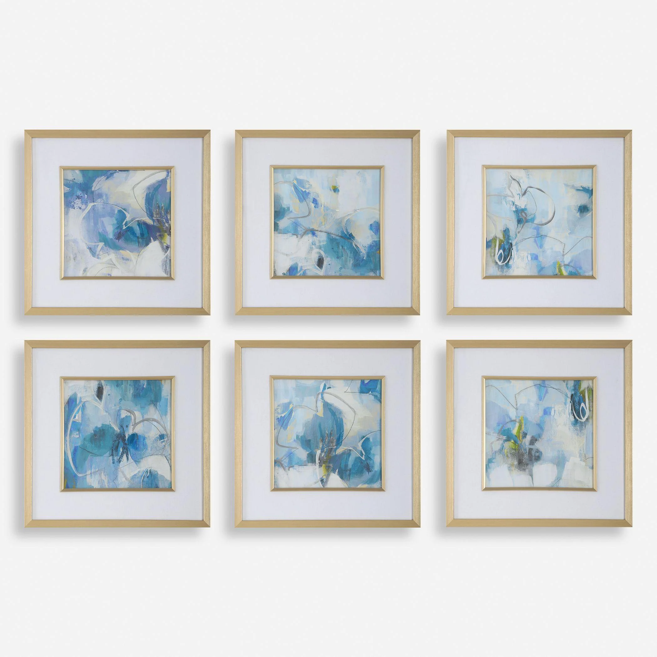 Fresh Start Blue Abstract Prints, S/6 - Remutear