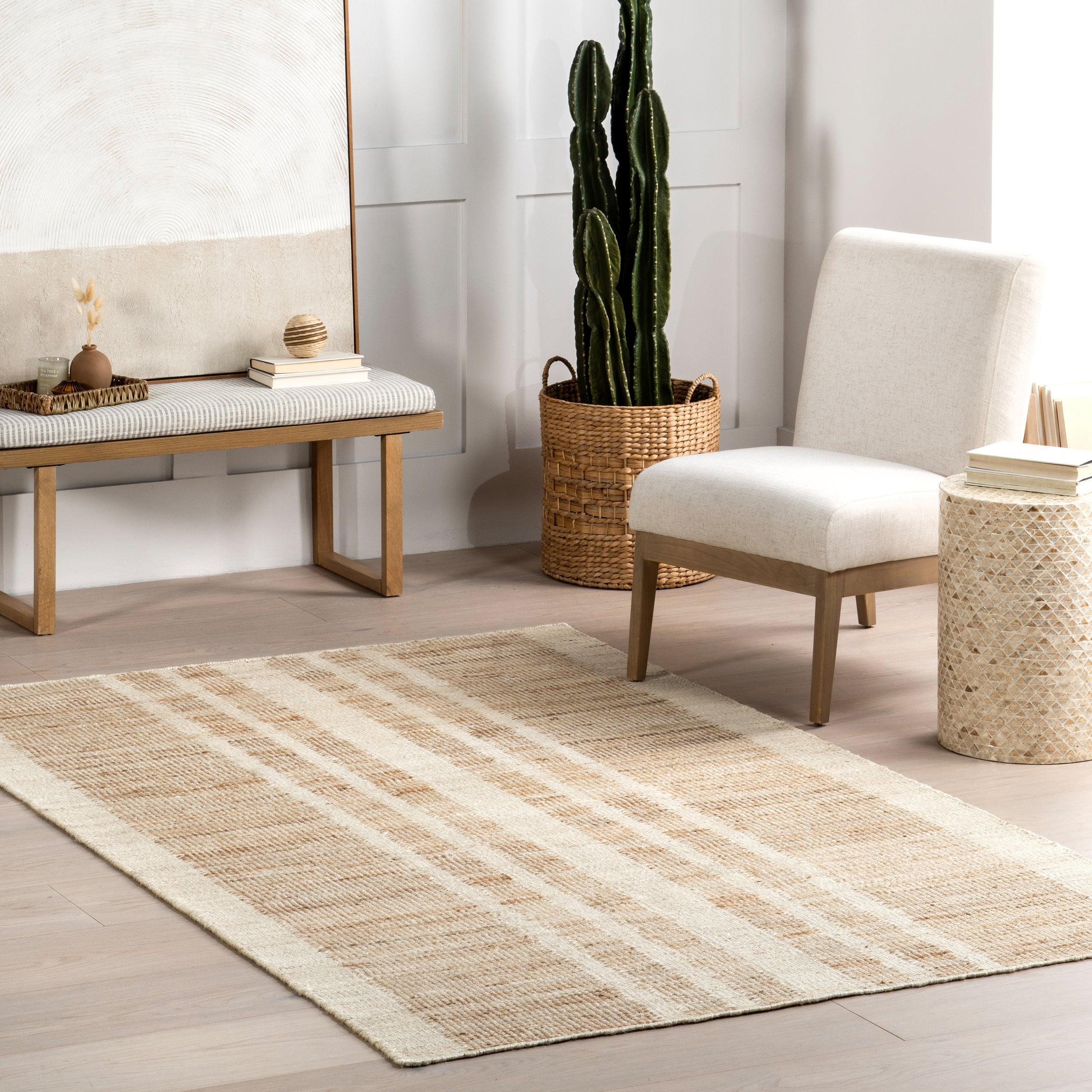 Ashtyn Vertical Striped Jute Area Rug - Remutear