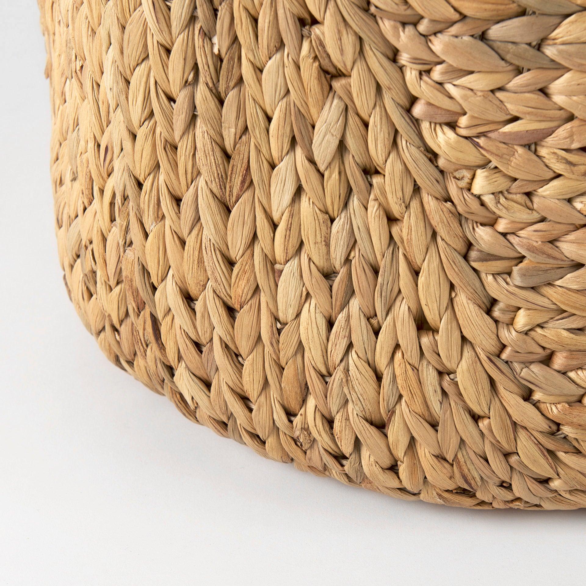 Sivan 19.7L x 19.7W x 23.6H (Set of 3) Light Brown Water Hyacinth Round Basket W/ Handles - Remutear