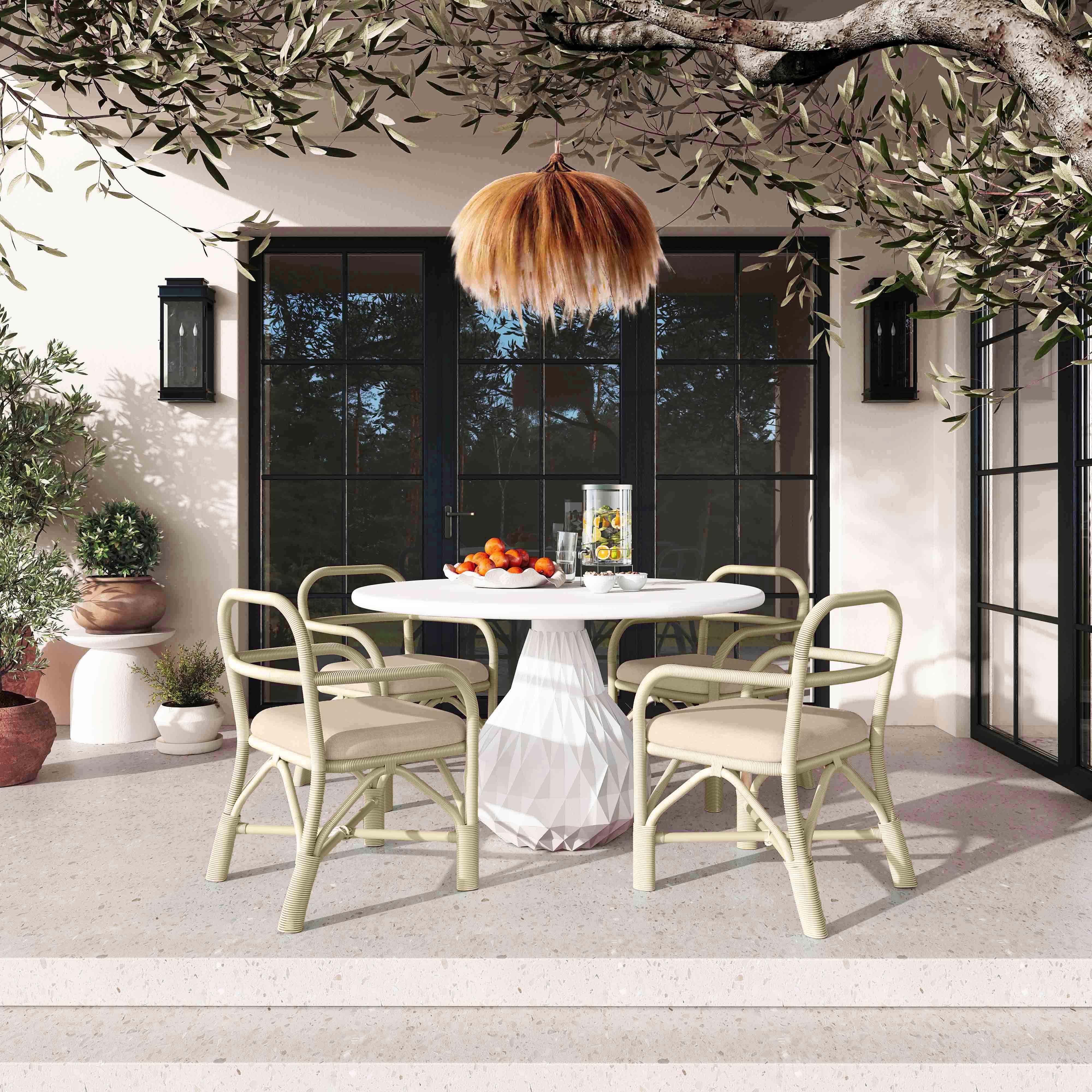 Ginny Cream Rattan Dining Chair - Remutear