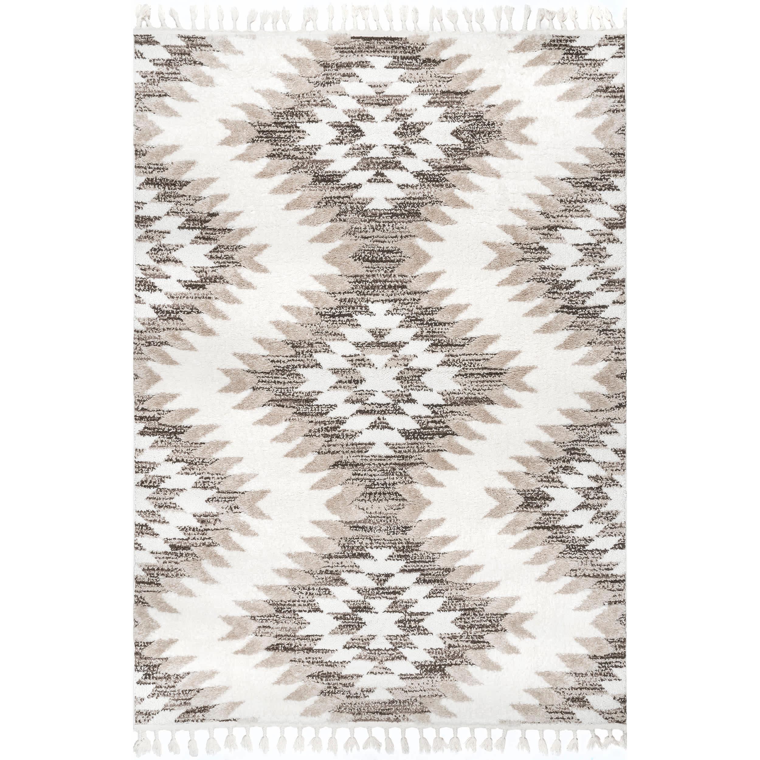 Adelade Aztec High Low Shaggy Tassel Area Rug - Remutear