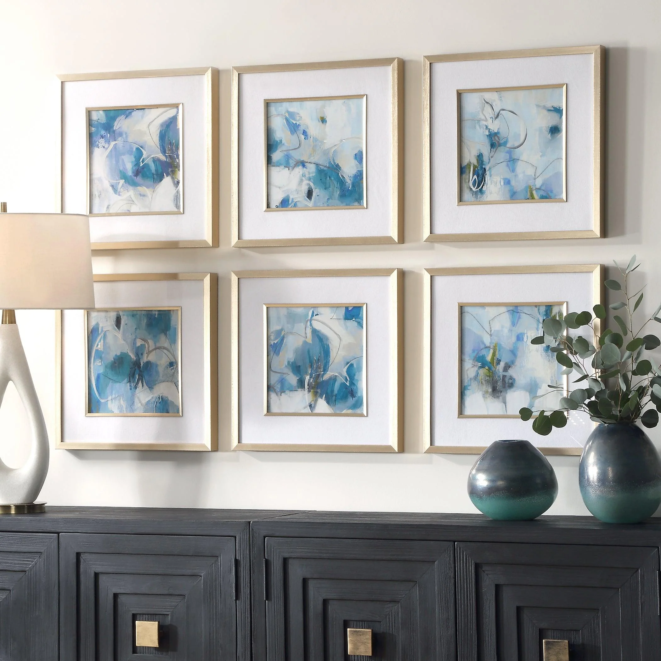 Fresh Start Blue Abstract Prints, S/6 - Remutear
