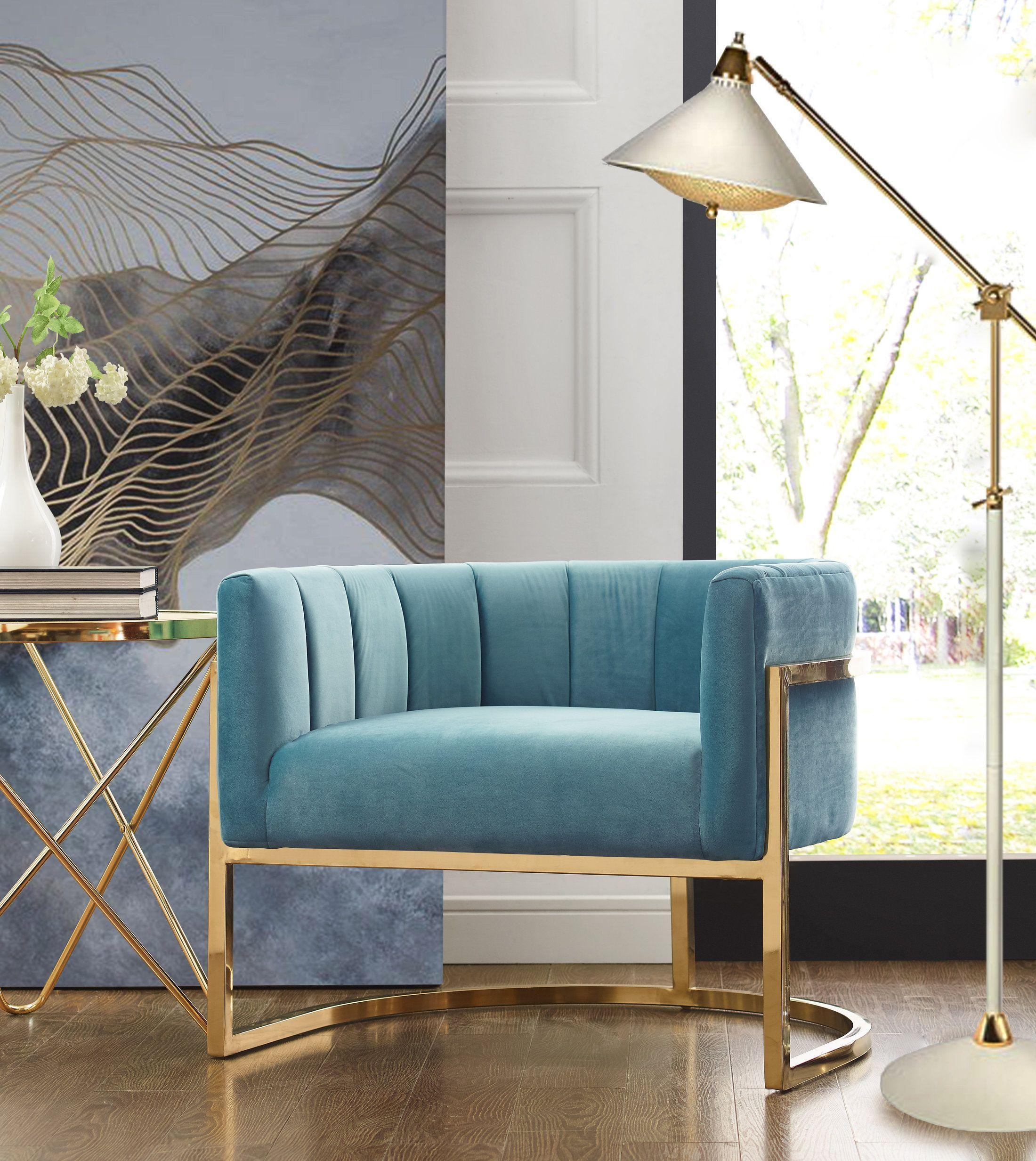 Magnolia Sea Blue Chair with Gold Base - Remutear