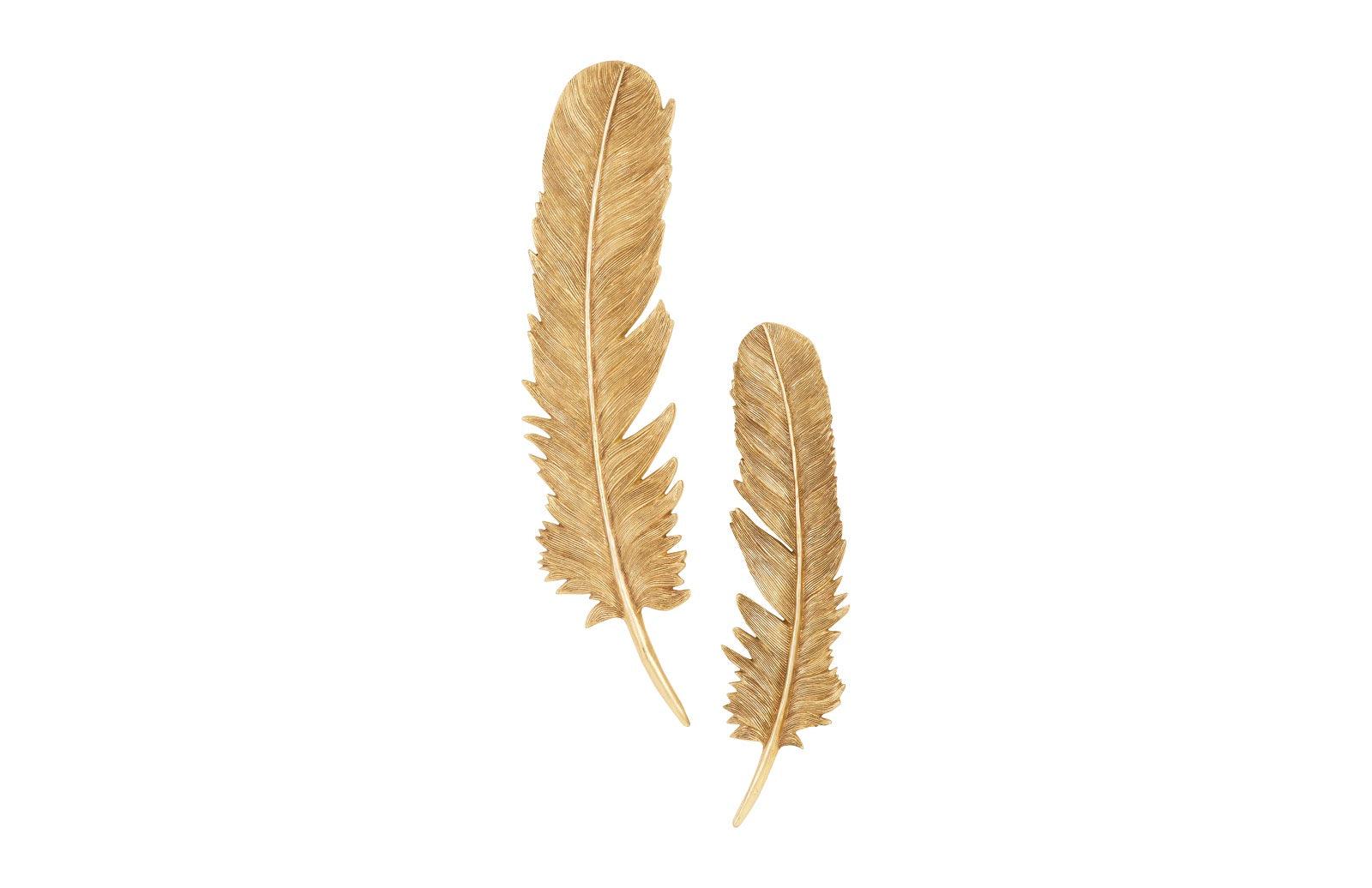 Feathers Wall Art, Large, Gold Leaf, Set of 2 - Remutear